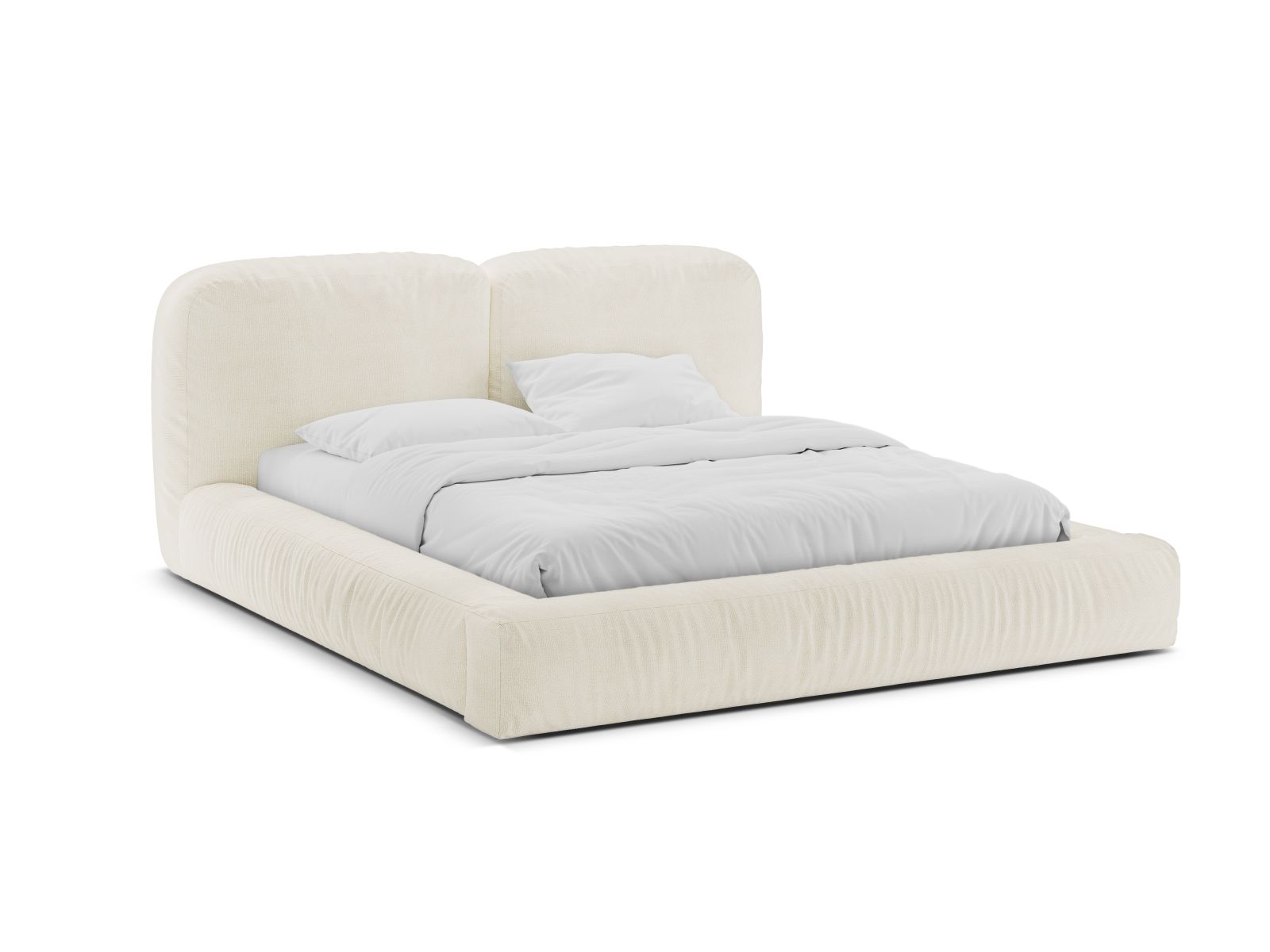Boucle Storage Bed with Headboard, "Martina", 246x246x101
