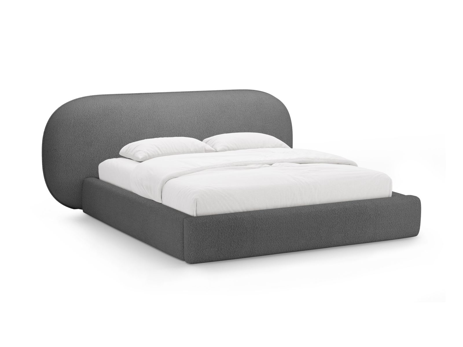 Boucle Storage Bed with Headboard, "Ovalo", 230x234x96