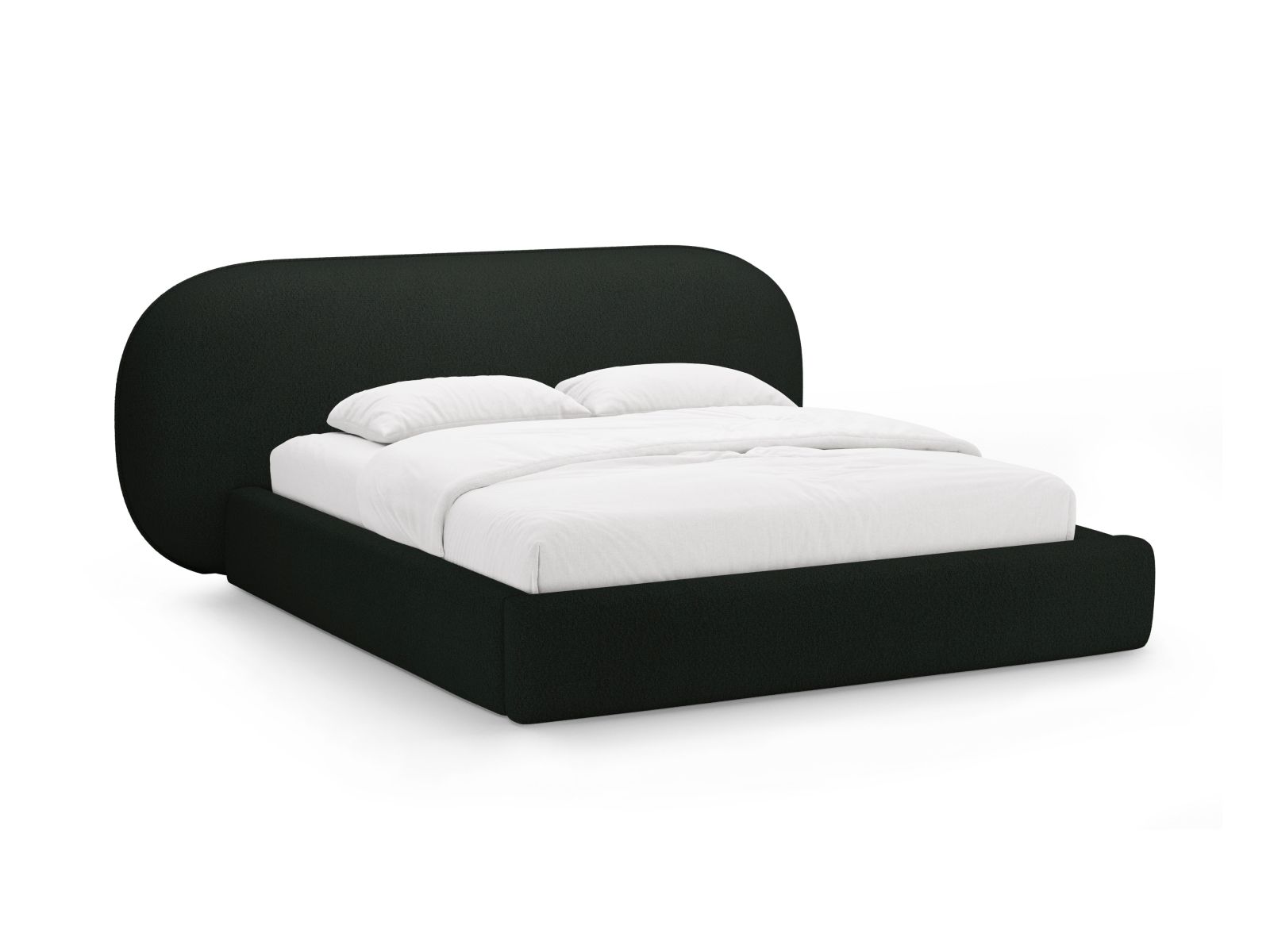 Boucle Storage Bed with Headboard, "Ovalo", 250x234x96