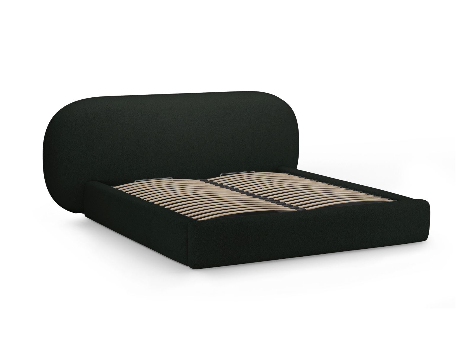 Boucle Storage Bed with Headboard, "Ovalo", 250x234x96