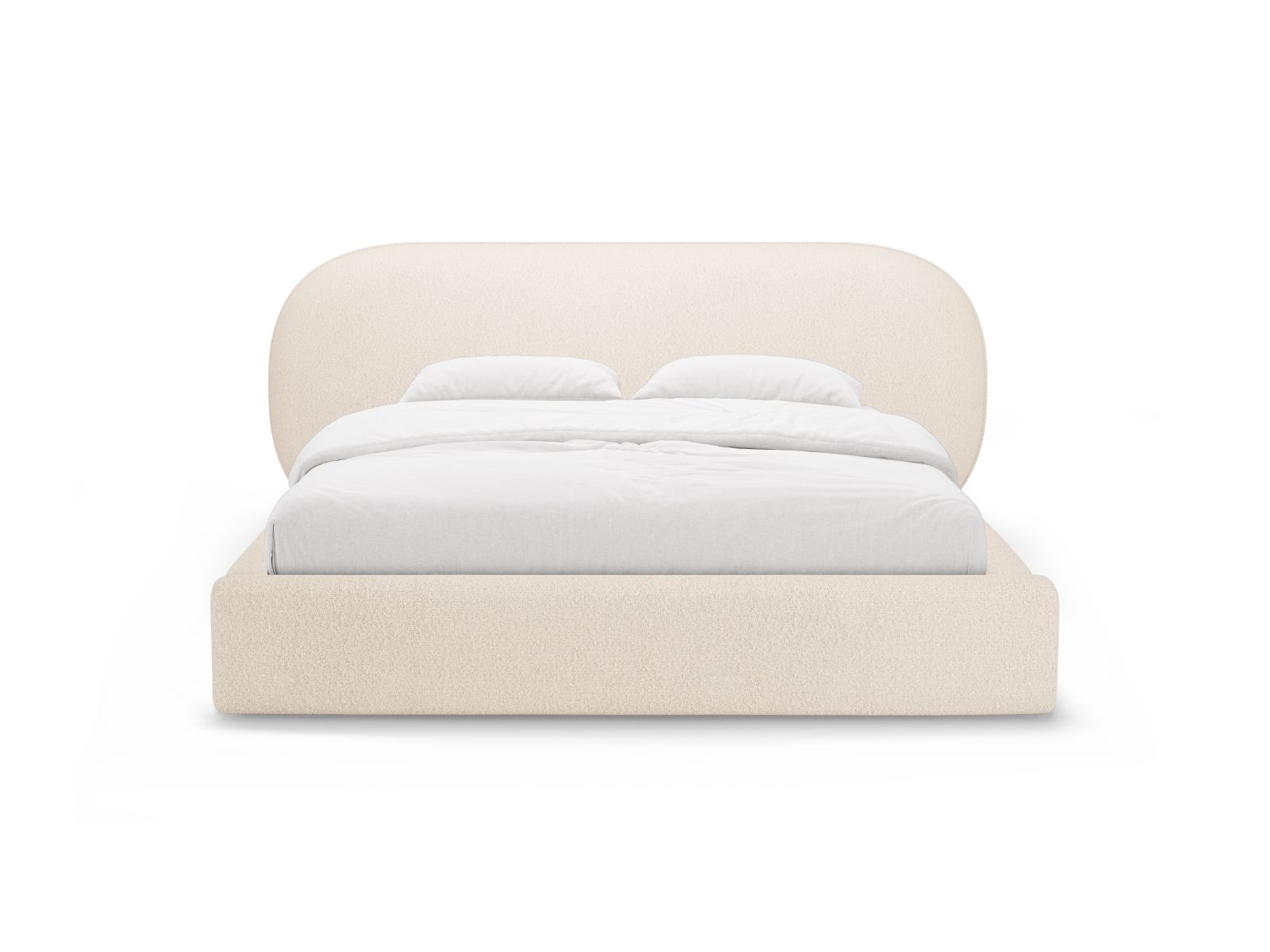 Boucle Storage Bed with Headboard, "Ovalo", 250x234x96