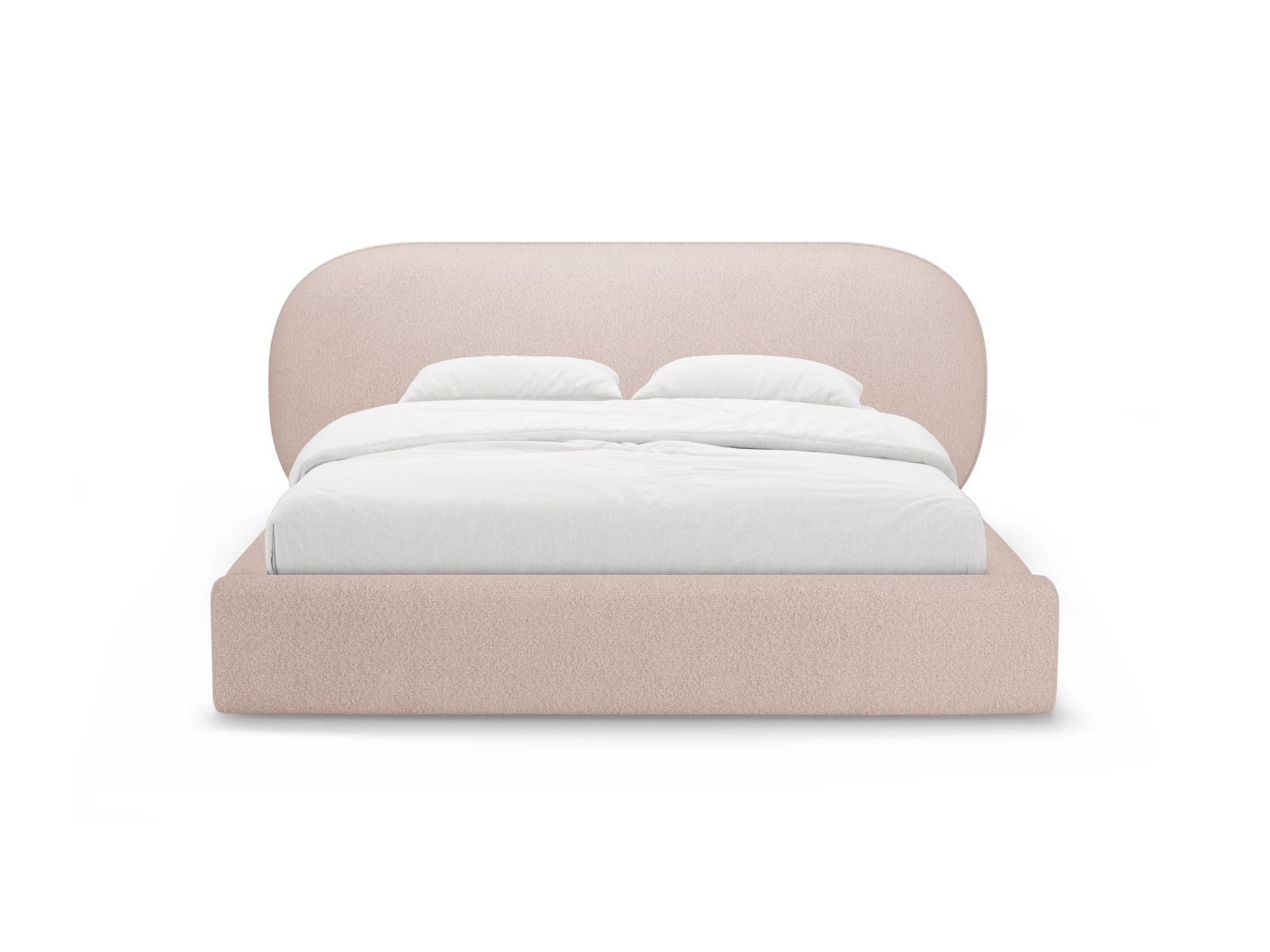 Boucle Storage Bed with Headboard, "Ovalo", 250x234x96