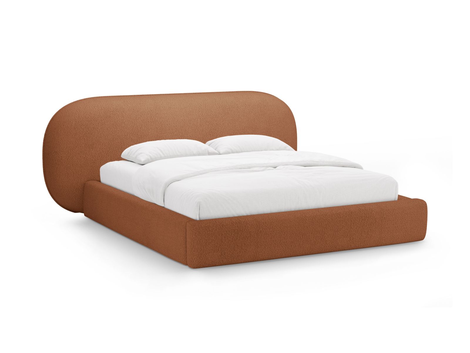 Boucle Storage Bed with Headboard, "Ovalo", 250x234x96