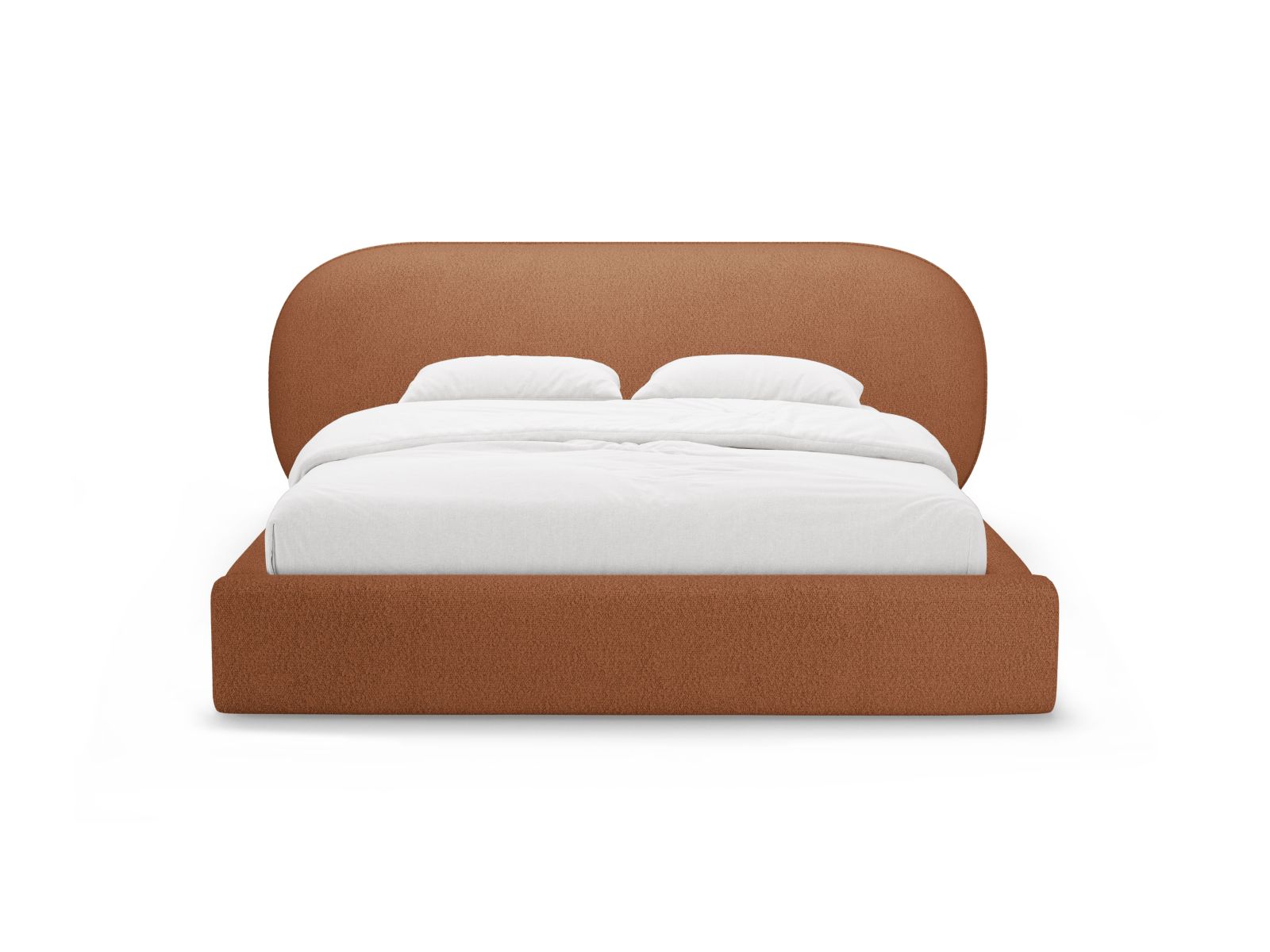 Boucle Storage Bed with Headboard, "Ovalo", 250x234x96