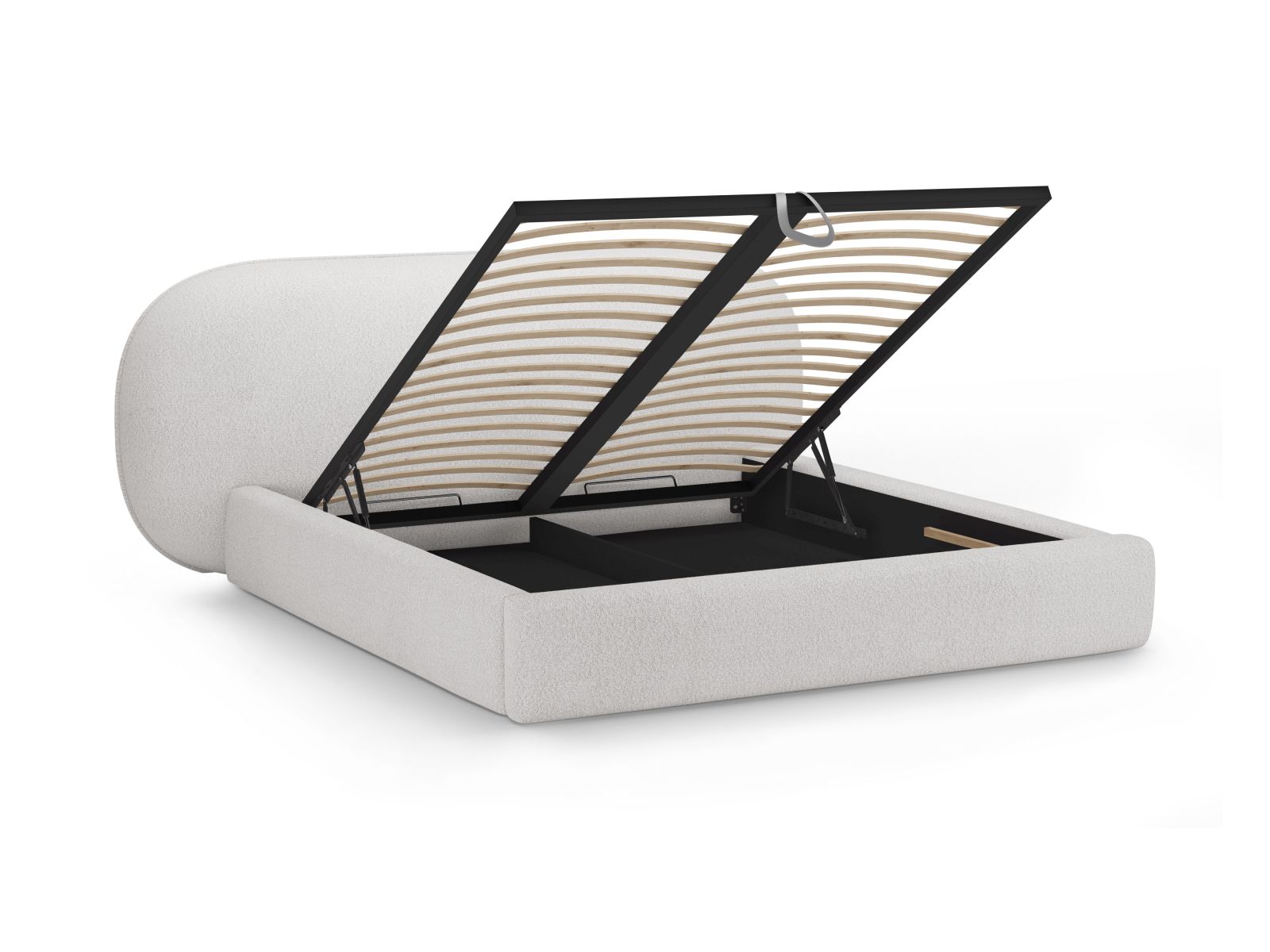 Boucle Storage Bed with Headboard, "Ovalo", 250x234x96