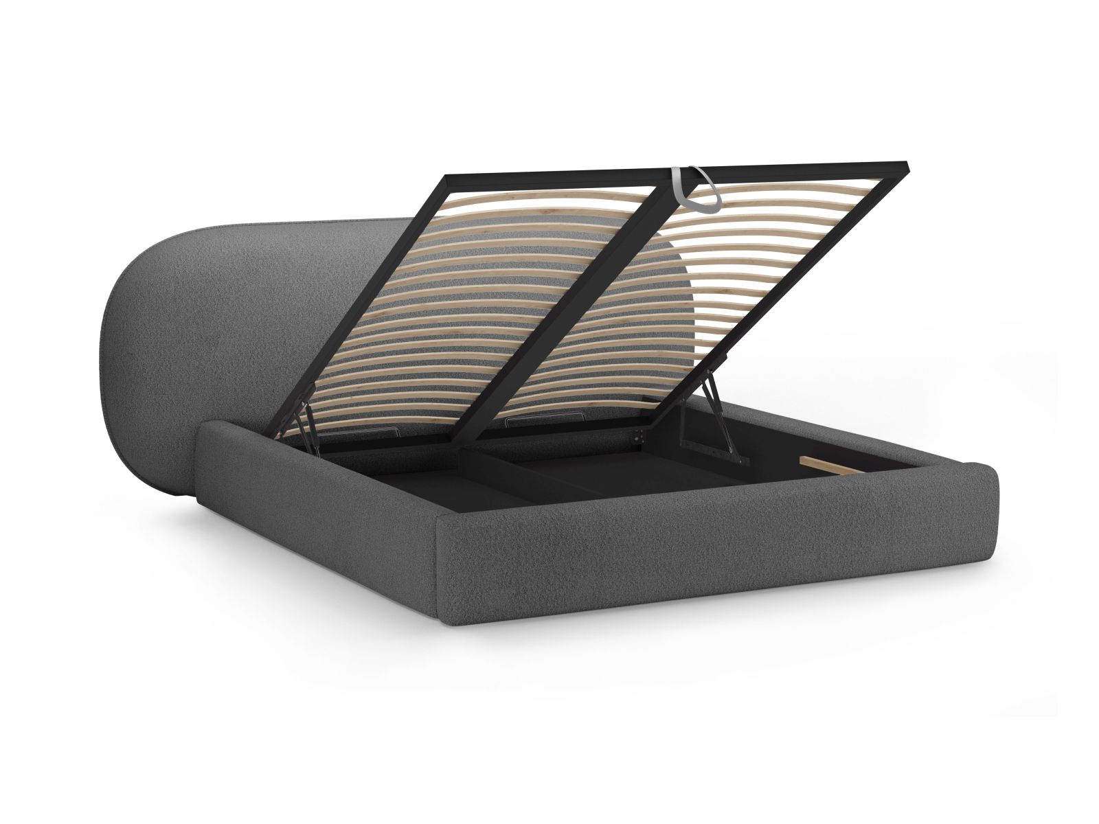 Boucle Storage Bed with Headboard, "Ovalo", 250x234x96