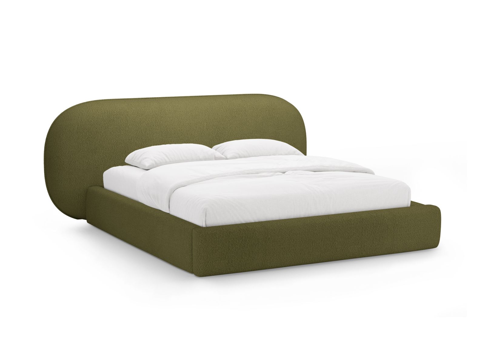 Boucle Storage Bed with Headboard, "Ovalo", 250x234x96