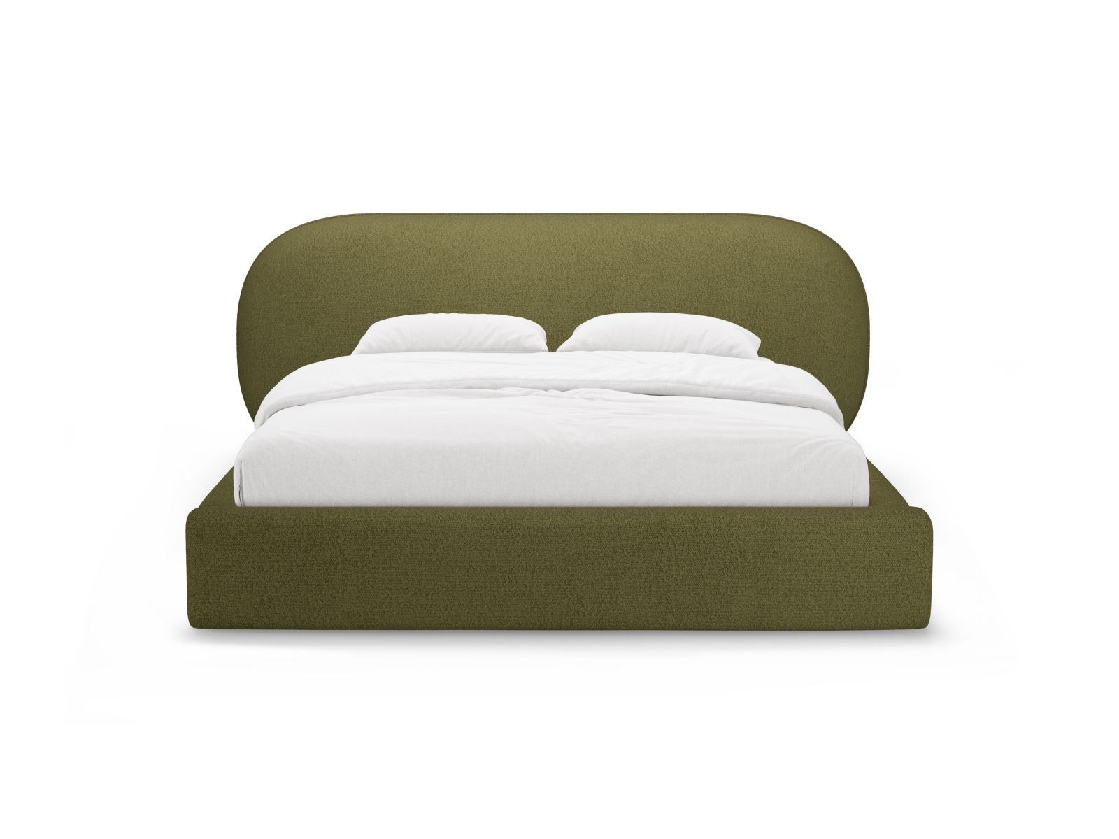 Boucle Storage Bed with Headboard, "Ovalo", 250x234x96