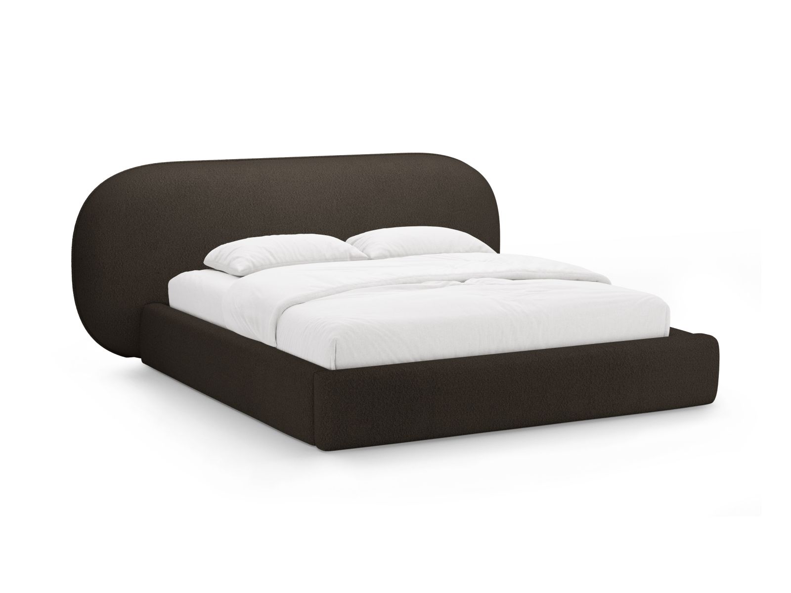 Boucle Storage Bed with Headboard, "Ovalo", 250x234x96