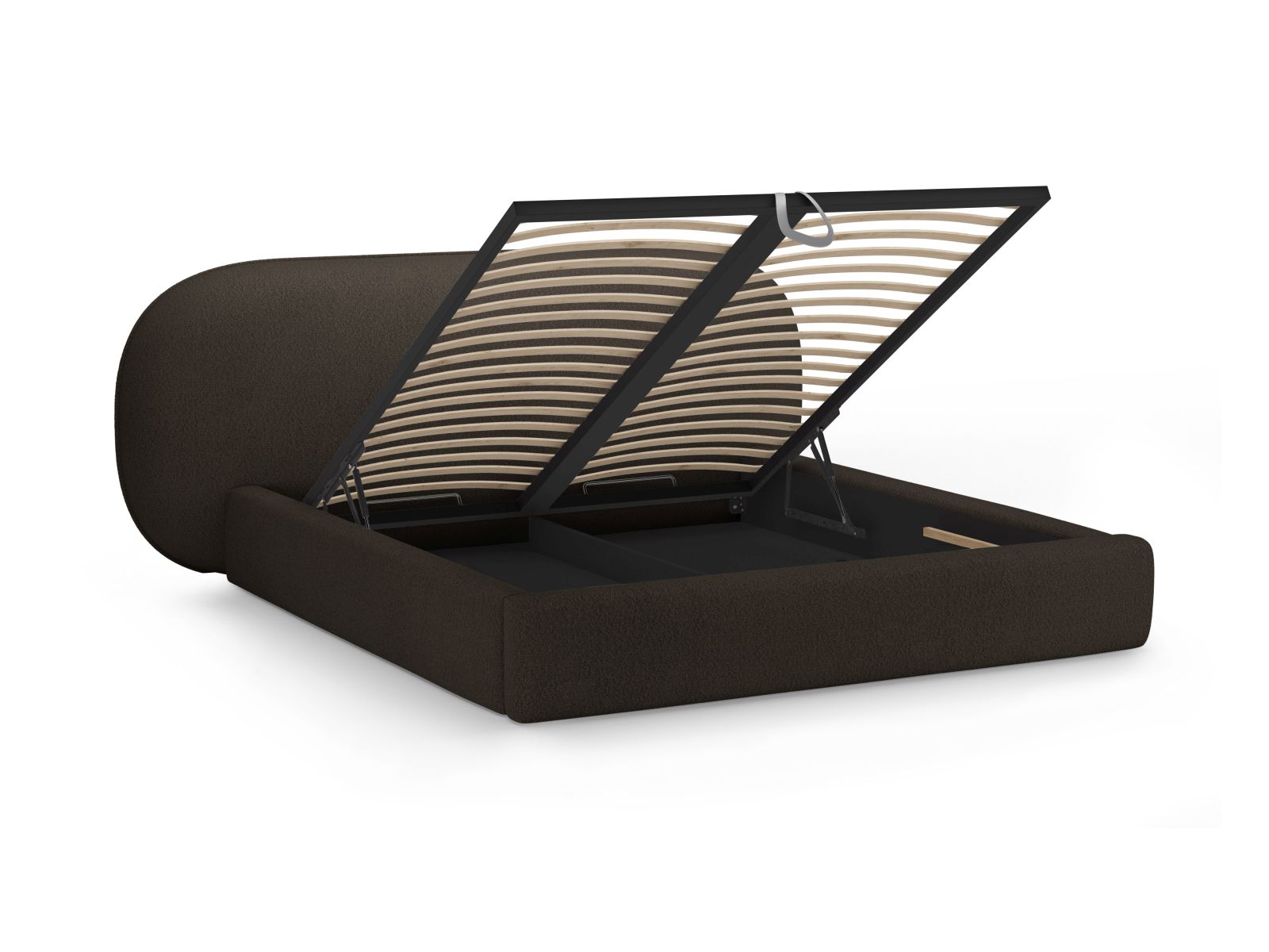 Boucle Storage Bed with Headboard, "Ovalo", 250x234x96