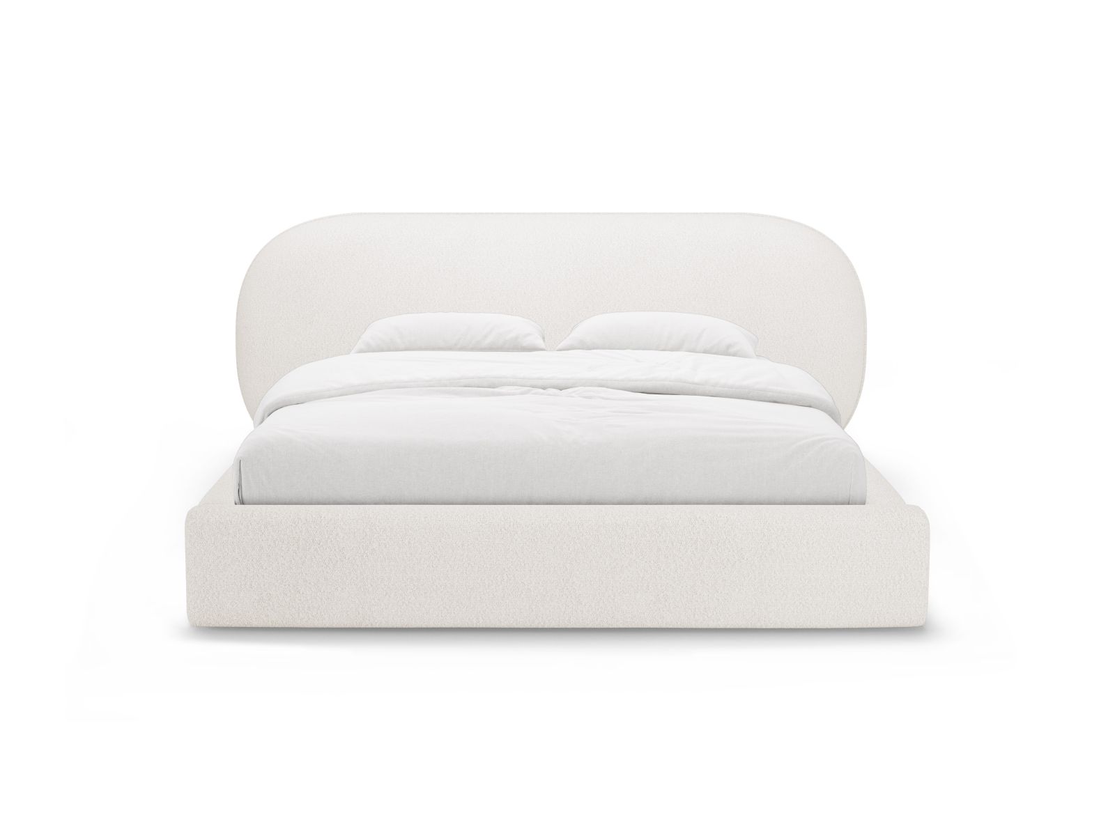 Boucle Storage Bed with Headboard, "Ovalo", 270x234x96