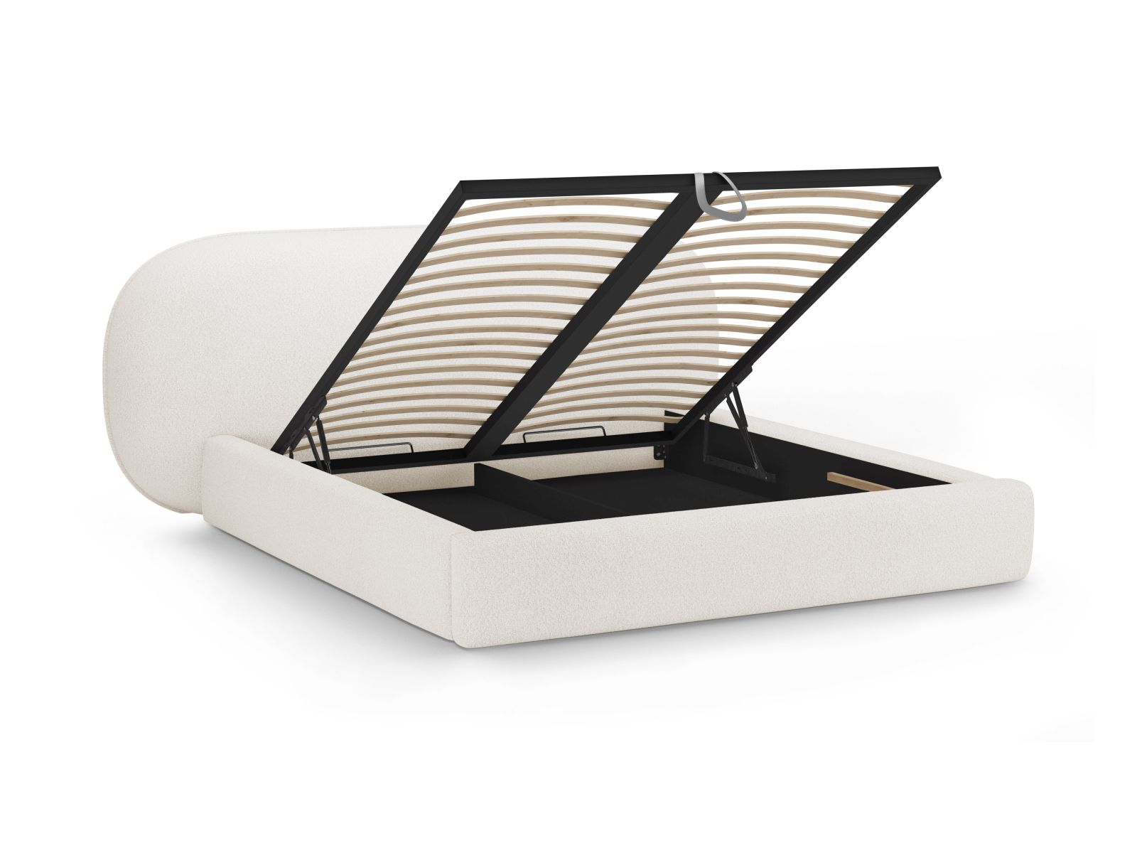 Boucle Storage Bed with Headboard, "Ovalo", 270x234x96