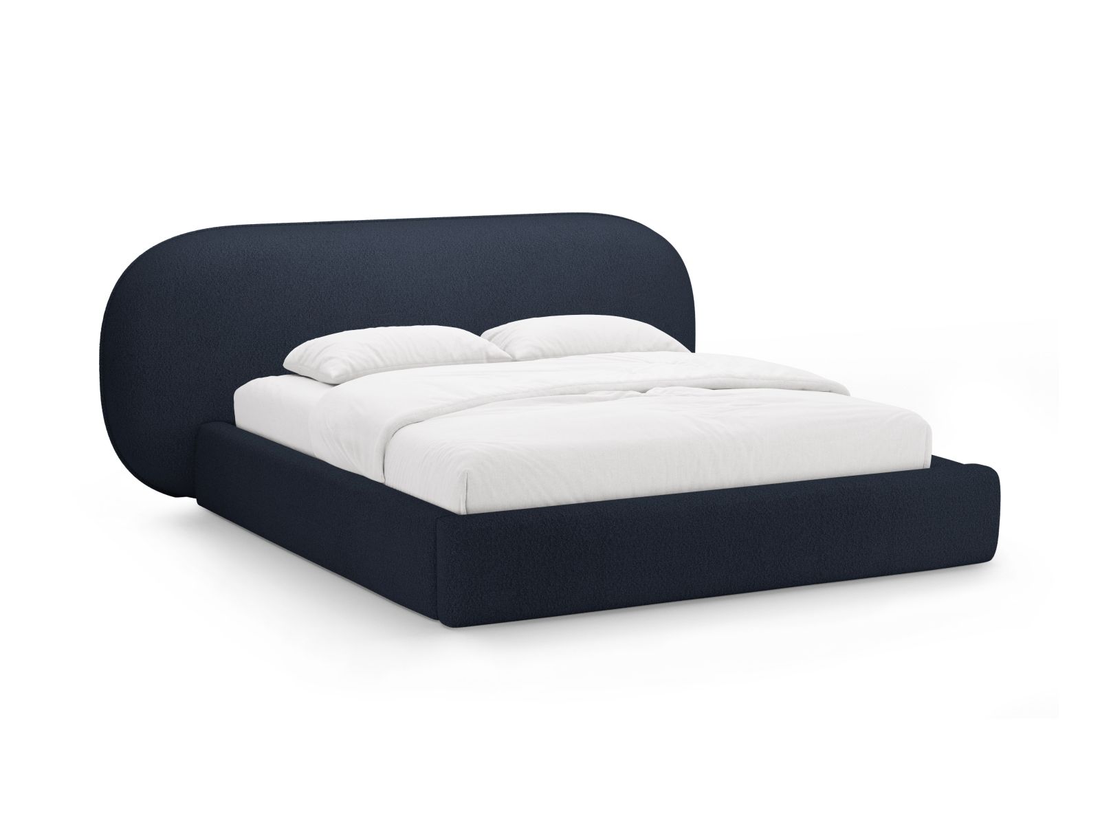 Boucle Storage Bed with Headboard, "Ovalo", 270x234x96