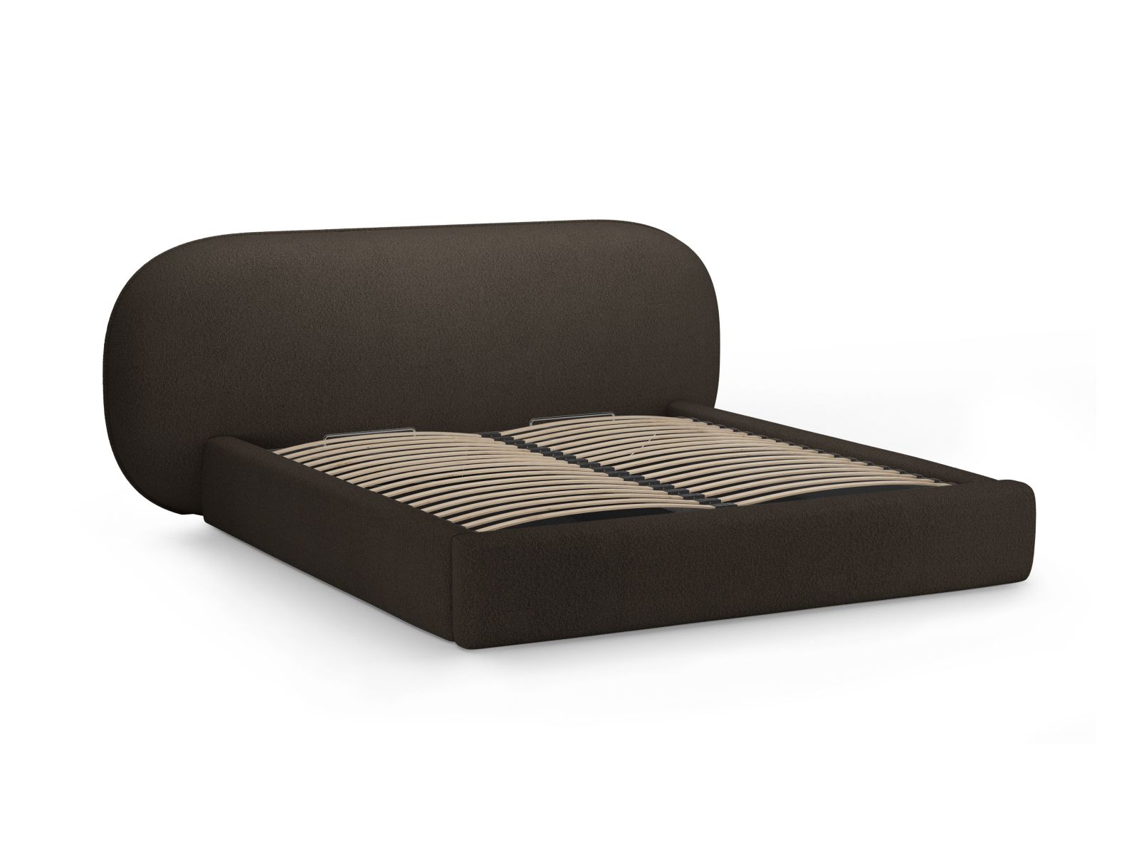 Boucle Storage Bed with Headboard, "Ovalo", 270x234x96