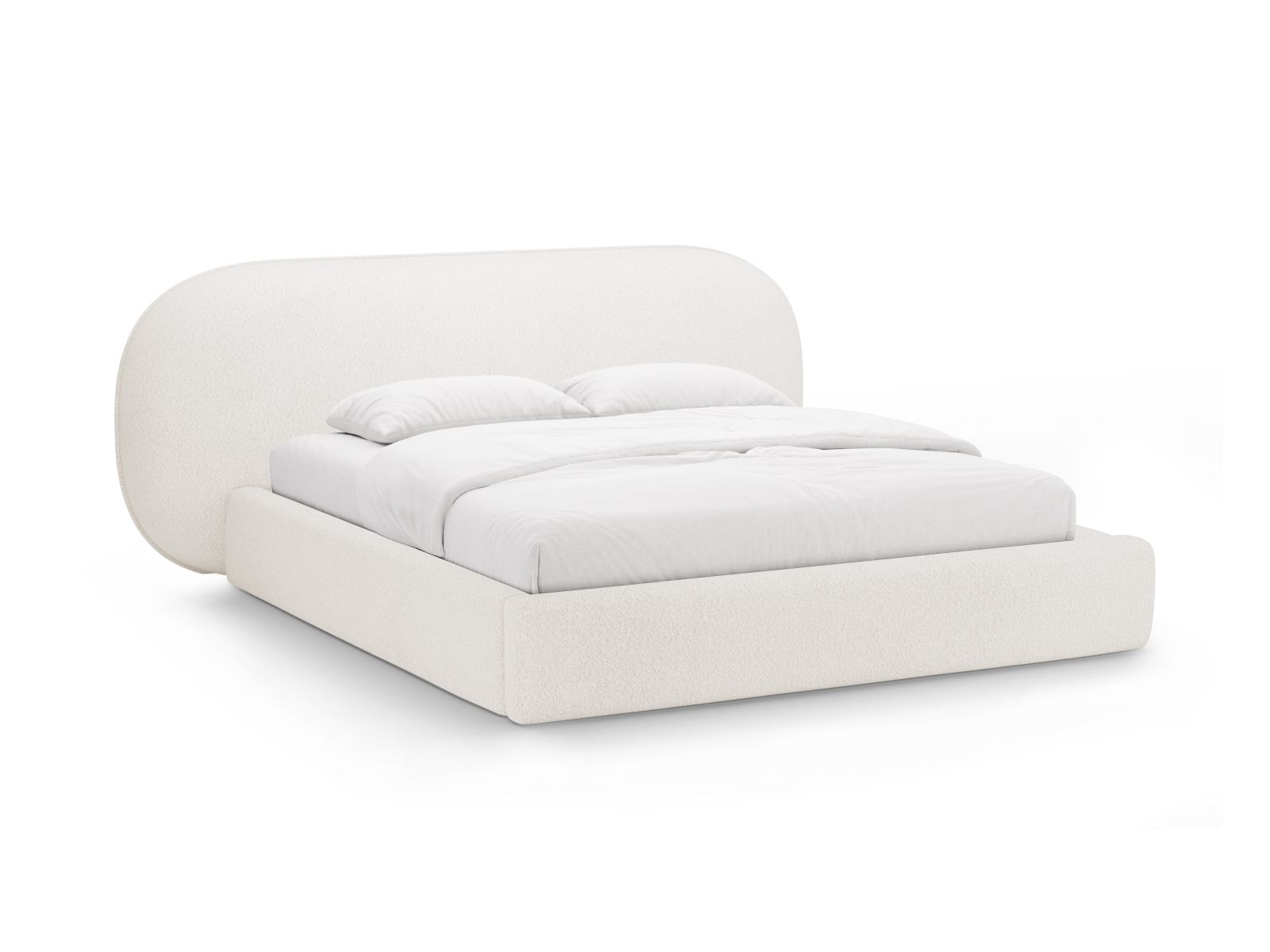 Boucle Storage Bed with Headboard, "Ovalo", 290x234x96