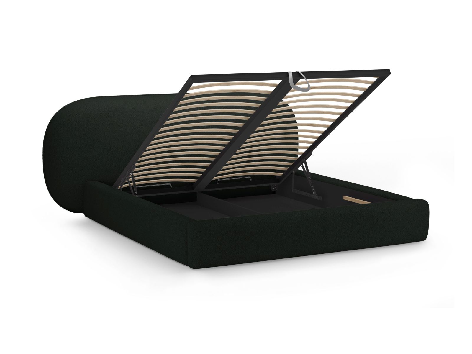 Boucle Storage Bed with Headboard, "Ovalo", 290x234x96