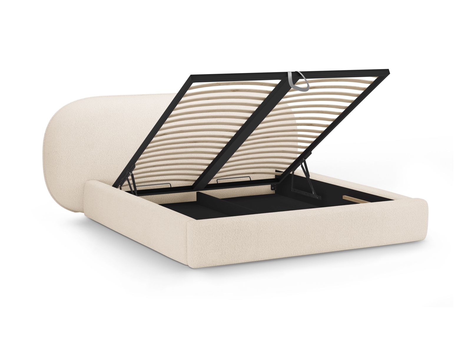 Boucle Storage Bed with Headboard, "Ovalo", 290x234x96