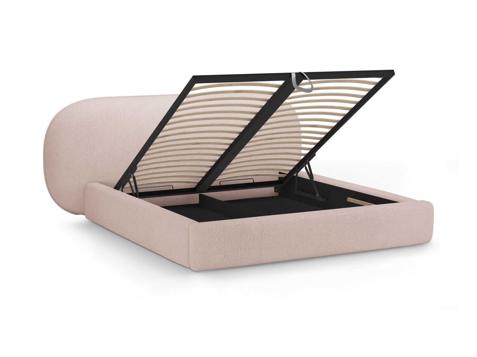 Boucle Storage Bed with Headboard, "Ovalo", 290x234x96