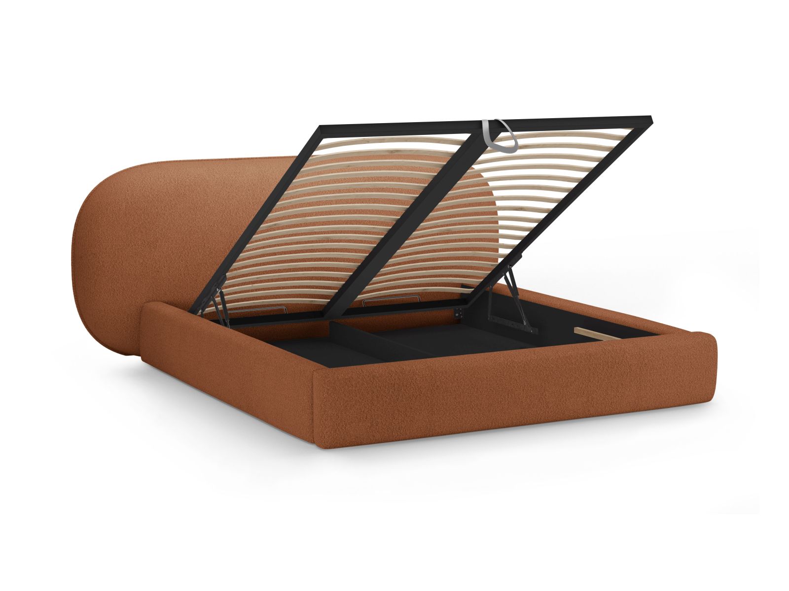Boucle Storage Bed with Headboard, "Ovalo", 290x234x96