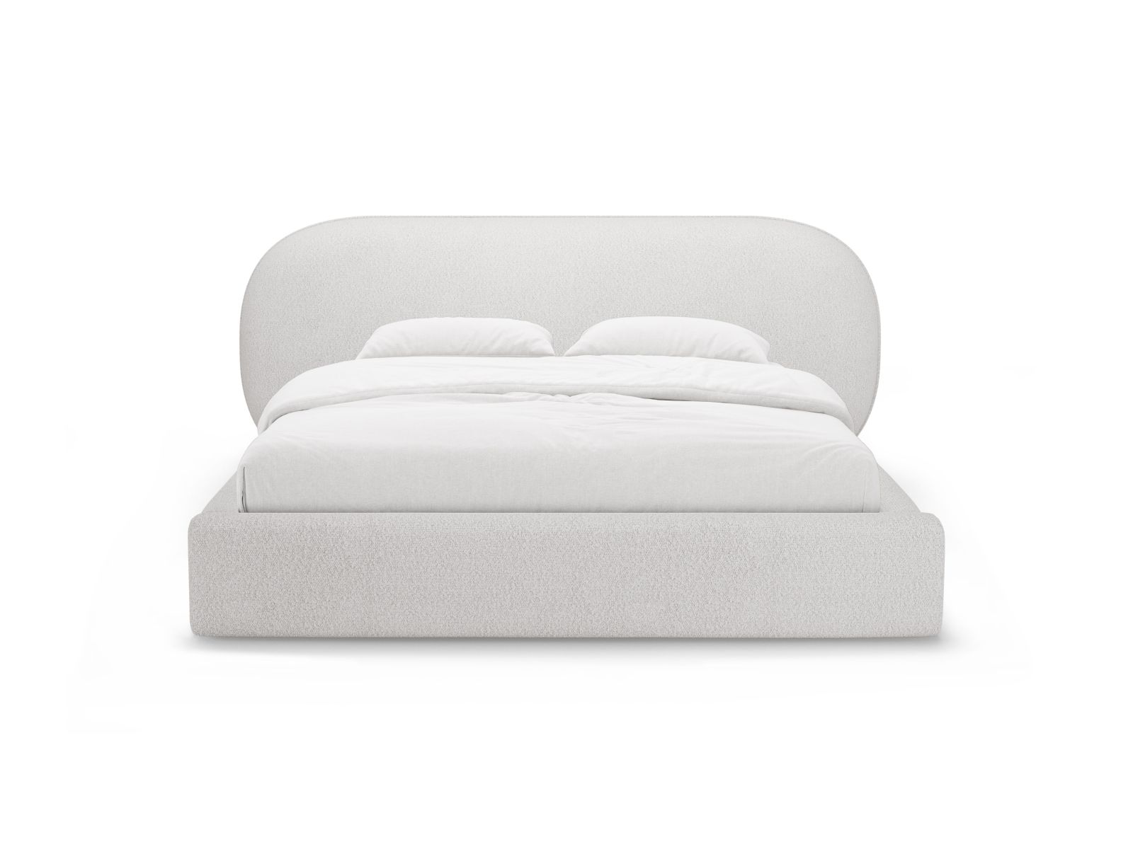 Boucle Storage Bed with Headboard, "Ovalo", 290x234x96