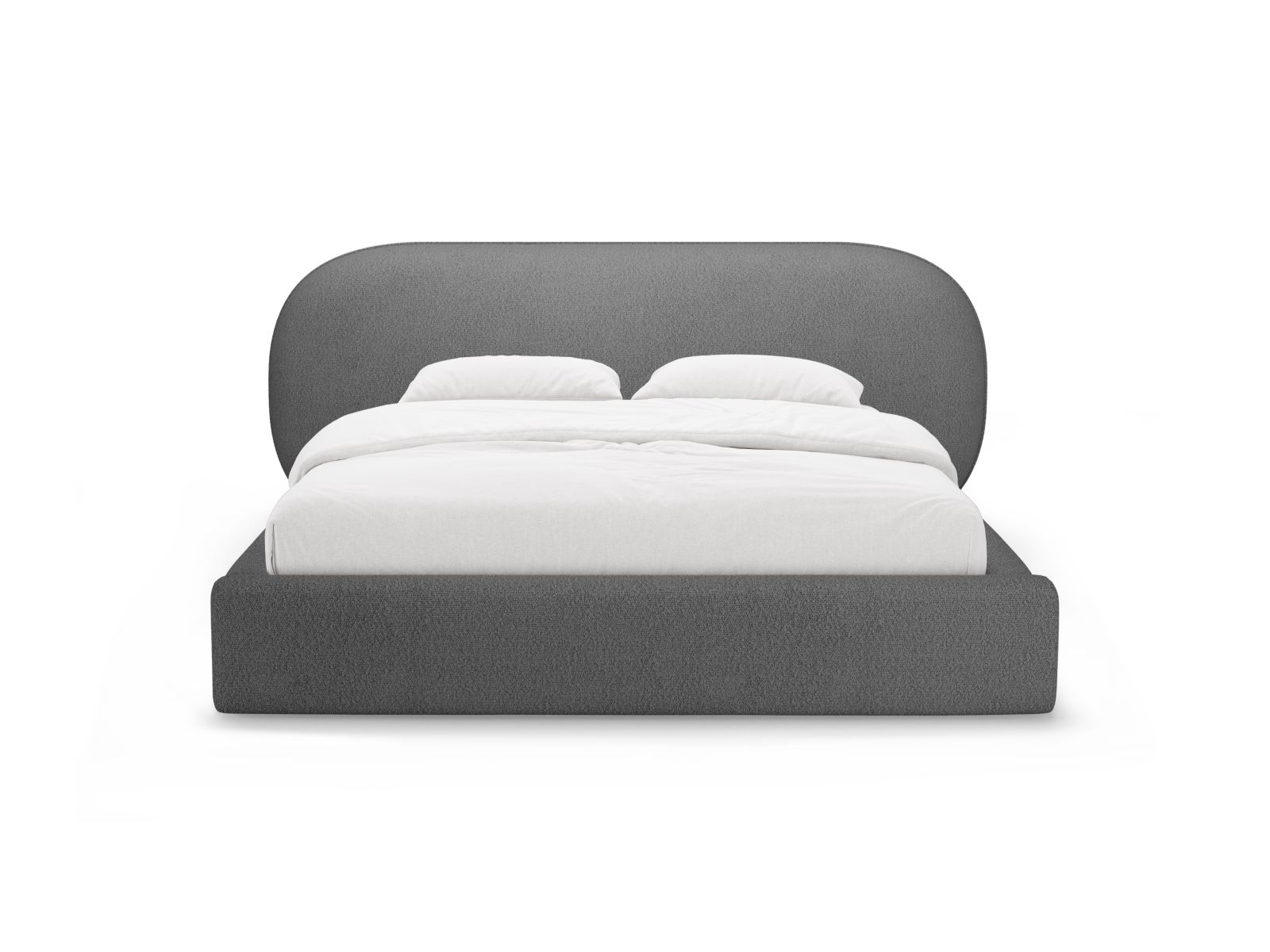 Boucle Storage Bed with Headboard, "Ovalo", 290x234x96