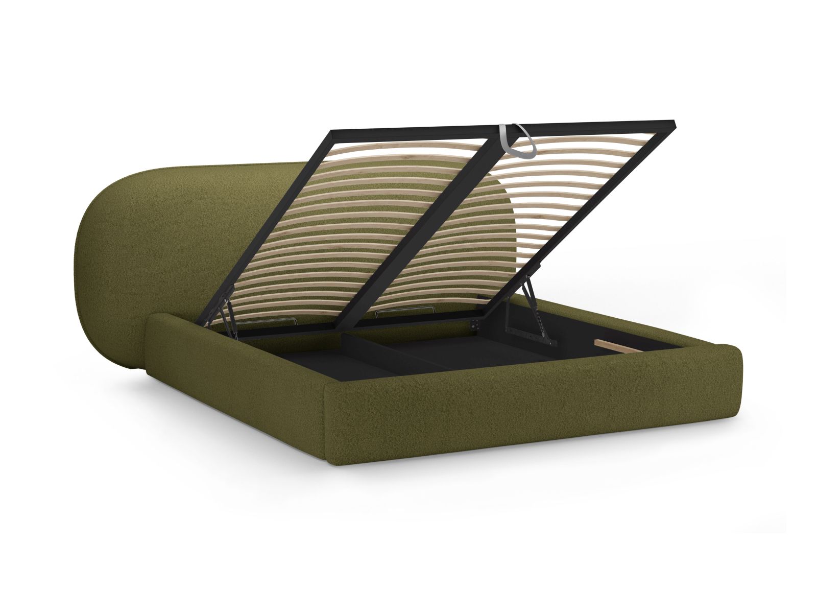 Boucle Storage Bed with Headboard, "Ovalo", 290x234x96