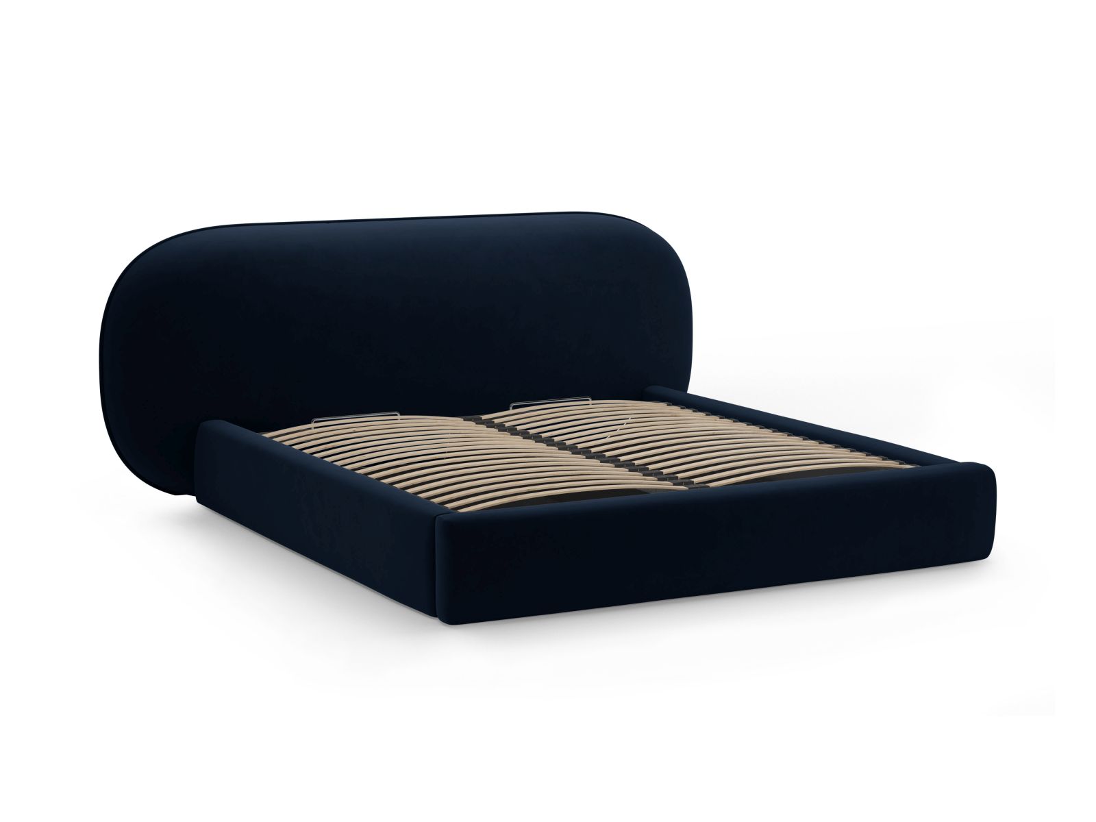 Velvet Storage Bed With Headboard, "Ovalo", 230x234x96