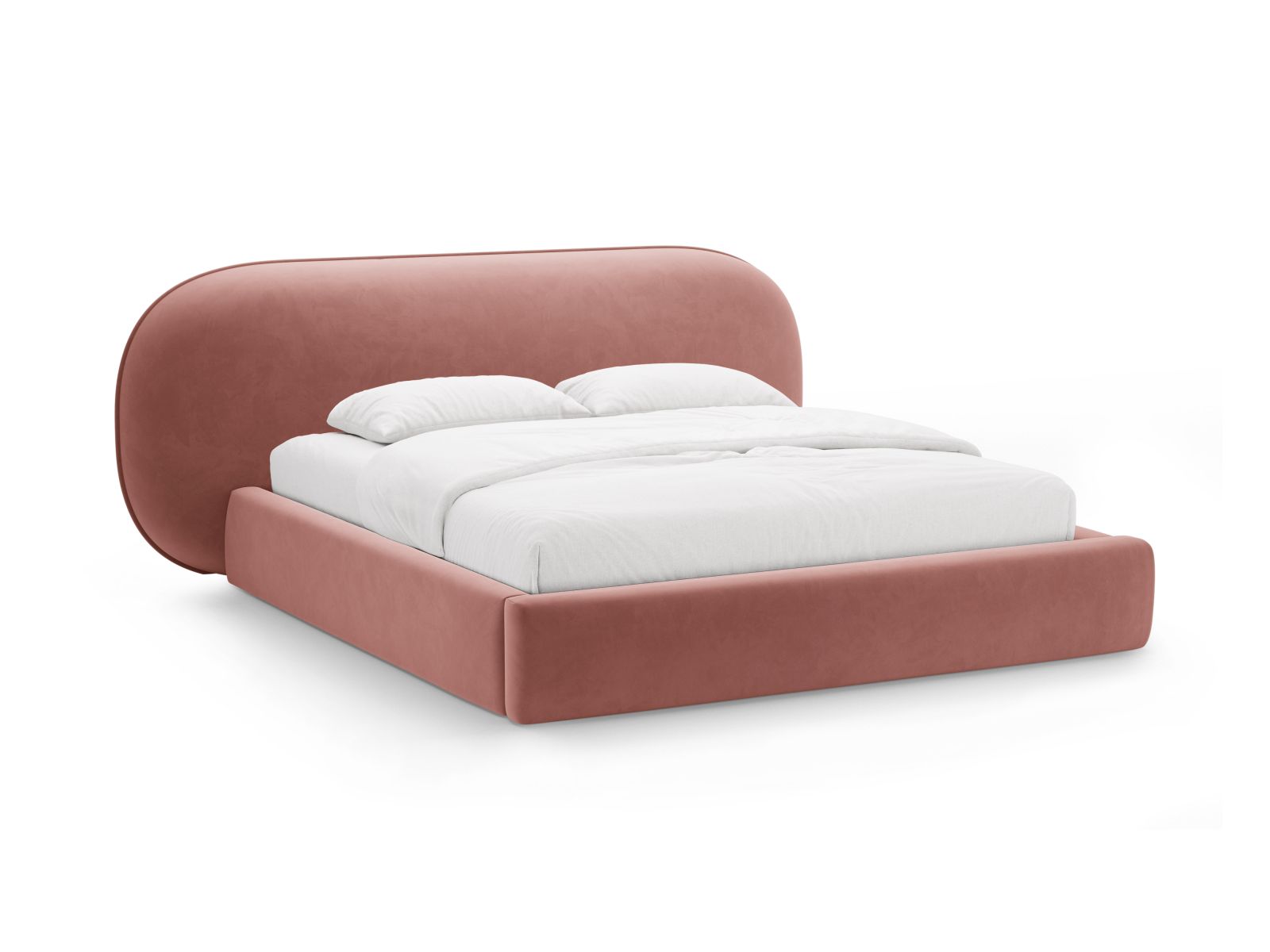 Velvet Storage Bed With Headboard, "Ovalo", 250x234x96