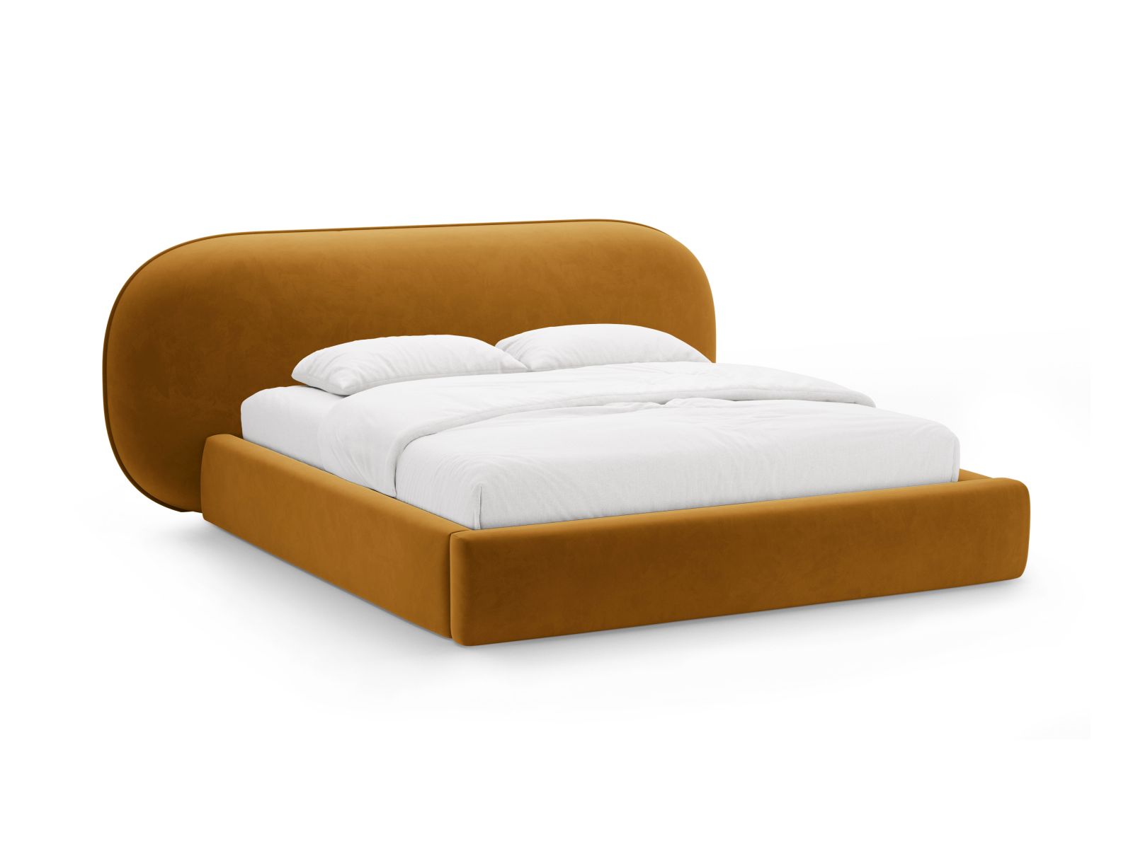 Velvet Storage Bed With Headboard, "Ovalo", 250x234x96