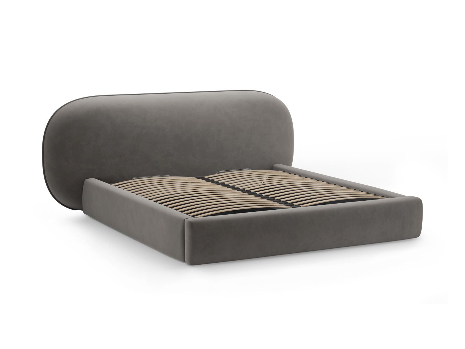 Velvet Storage Bed With Headboard, "Ovalo", 250x234x96
