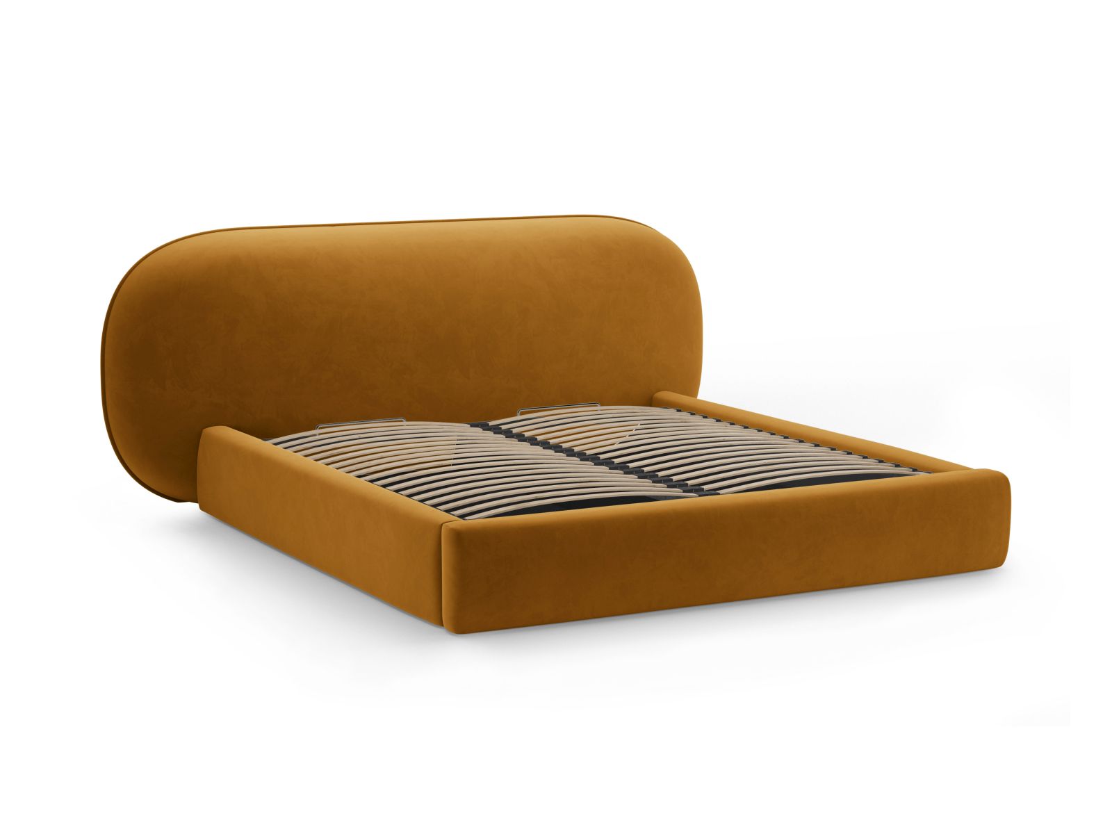 Velvet Storage Bed With Headboard, "Ovalo", 270x234x96