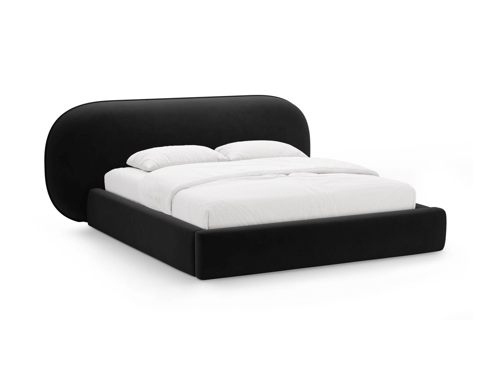 Velvet Storage Bed With Headboard, "Ovalo", 270x234x96