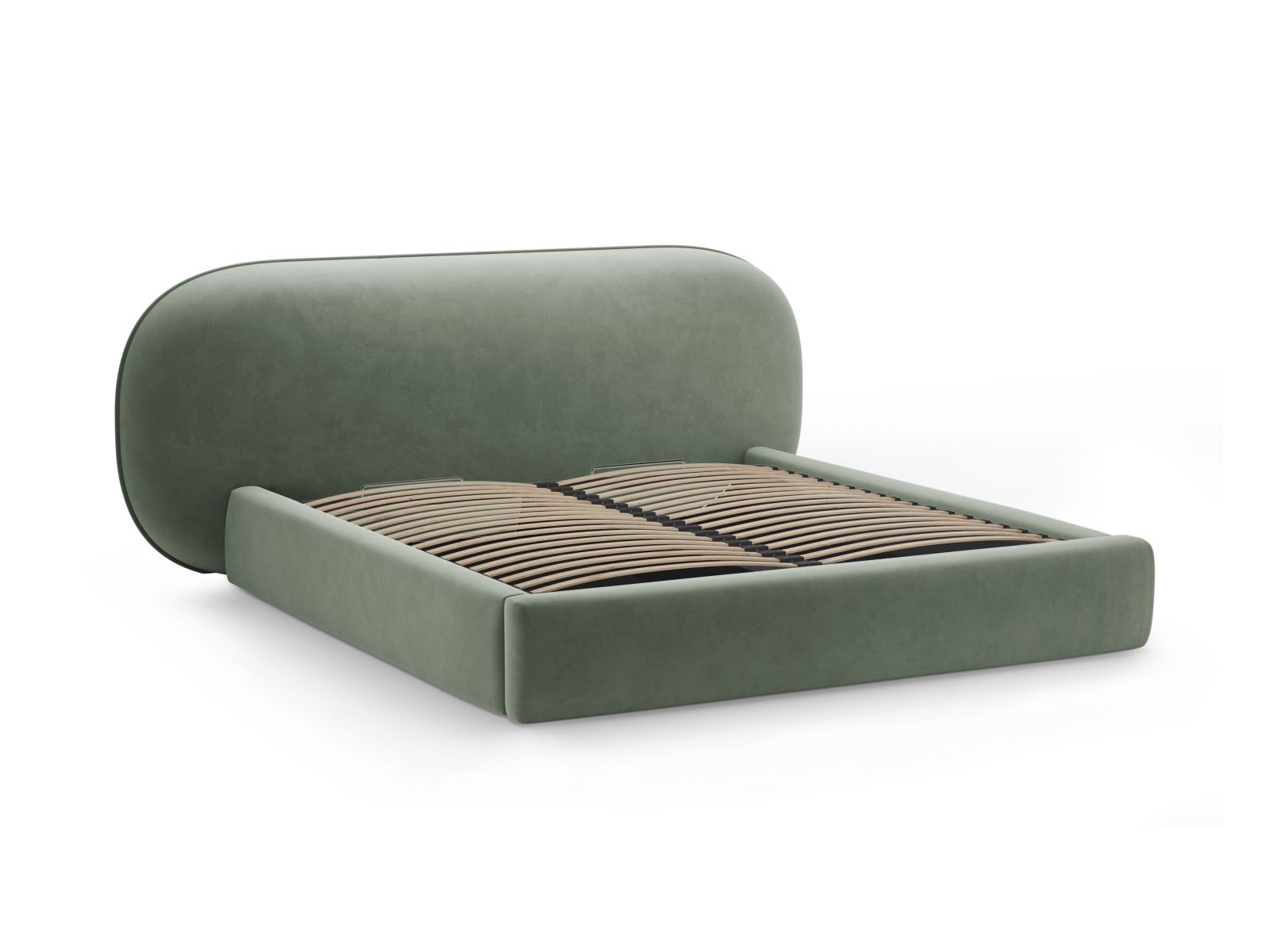 Velvet Storage Bed With Headboard, "Ovalo", 270x234x96