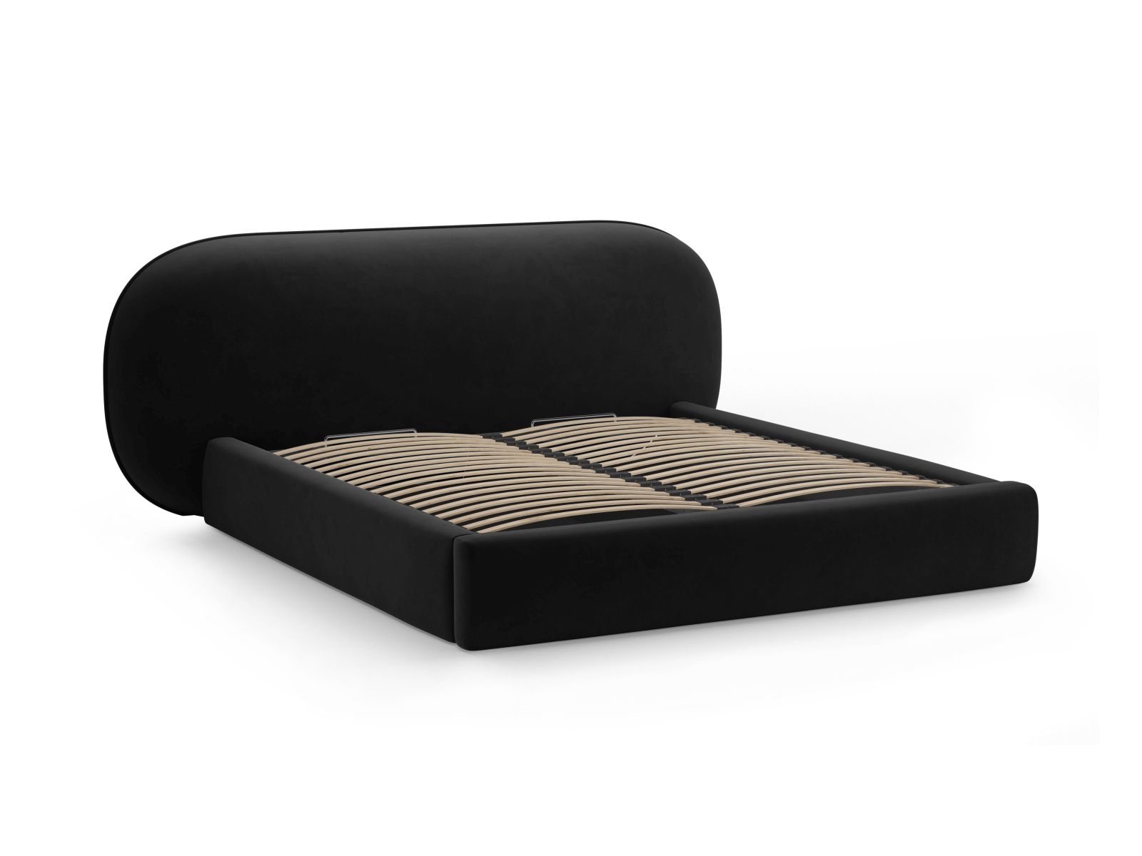 Velvet Storage Bed With Headboard, "Ovalo", 270x234x96