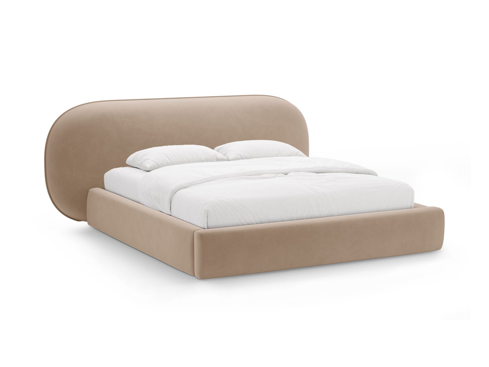 Velvet Storage Bed With Headboard, "Ovalo", 270x234x96