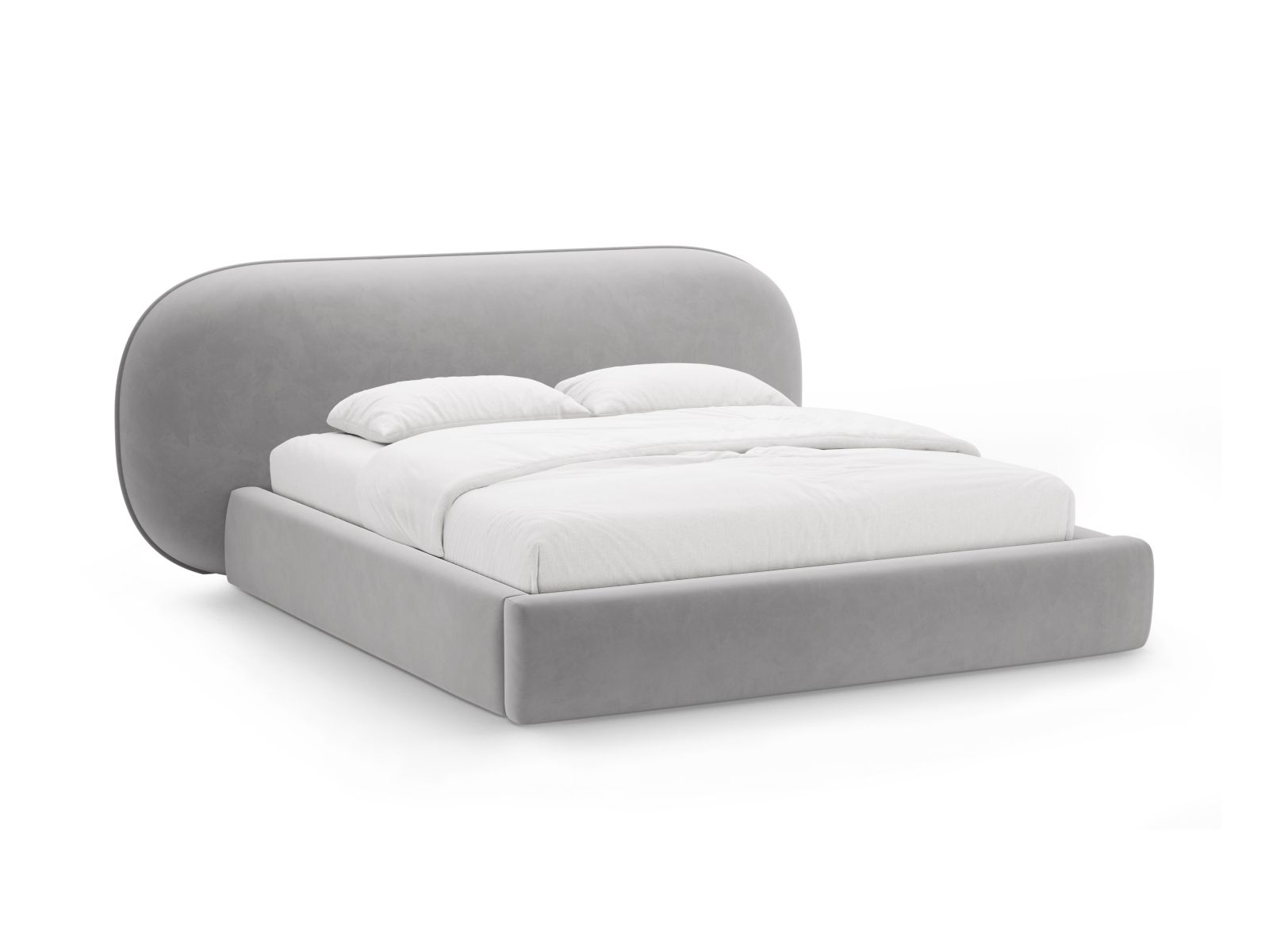 Velvet Storage Bed With Headboard, "Ovalo", 290x234x96
