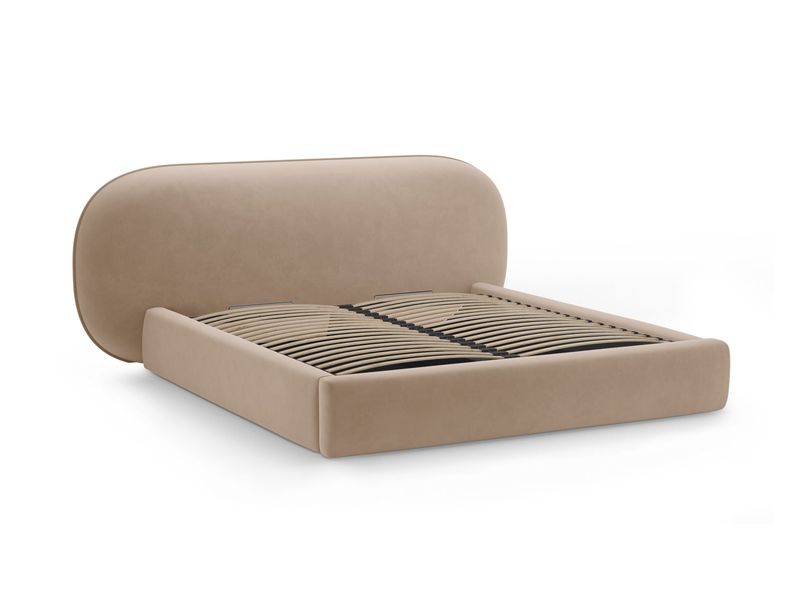 Velvet Storage Bed With Headboard, "Ovalo", 270x234x96