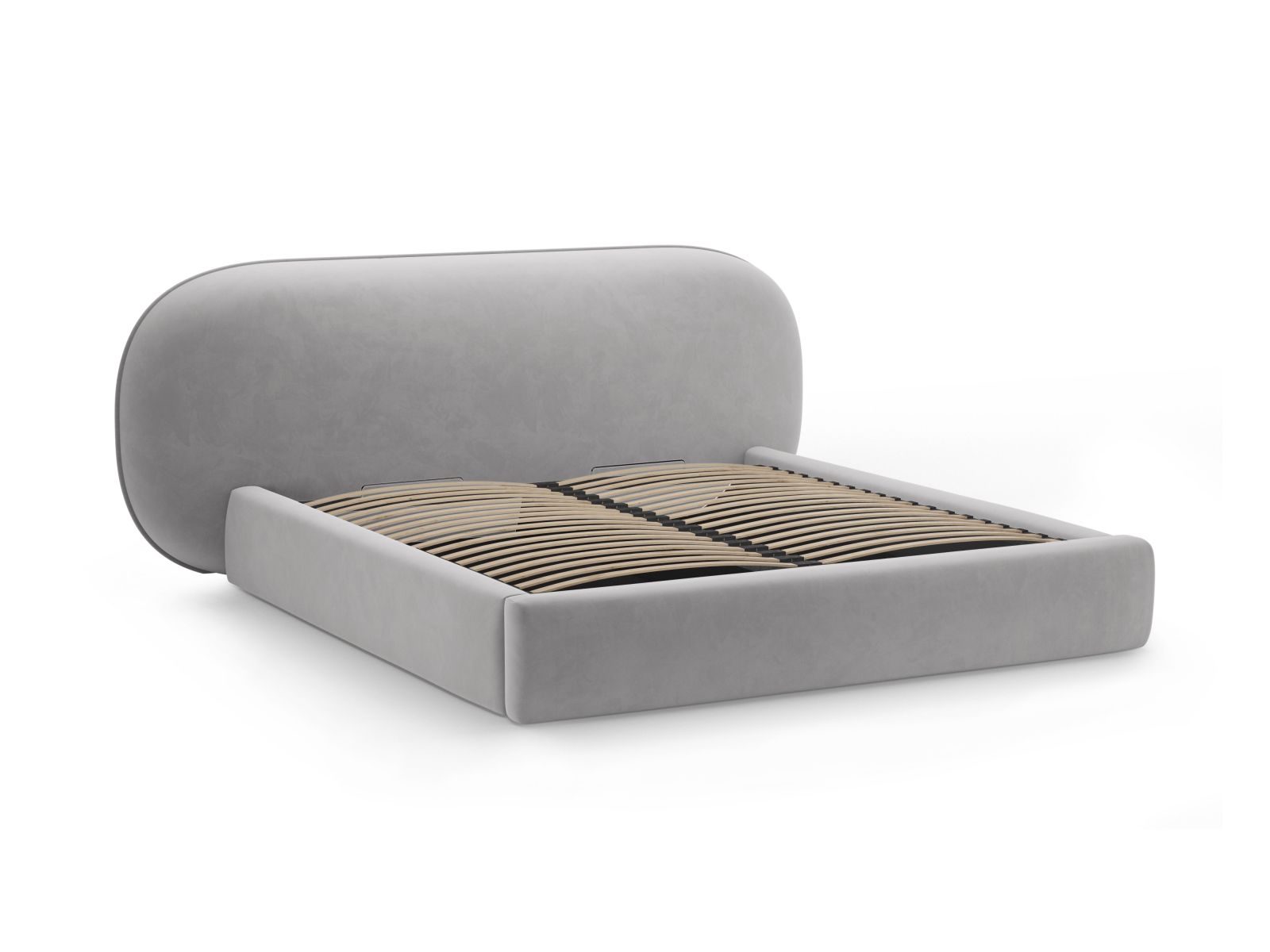 Velvet Storage Bed With Headboard, "Ovalo", 290x234x96