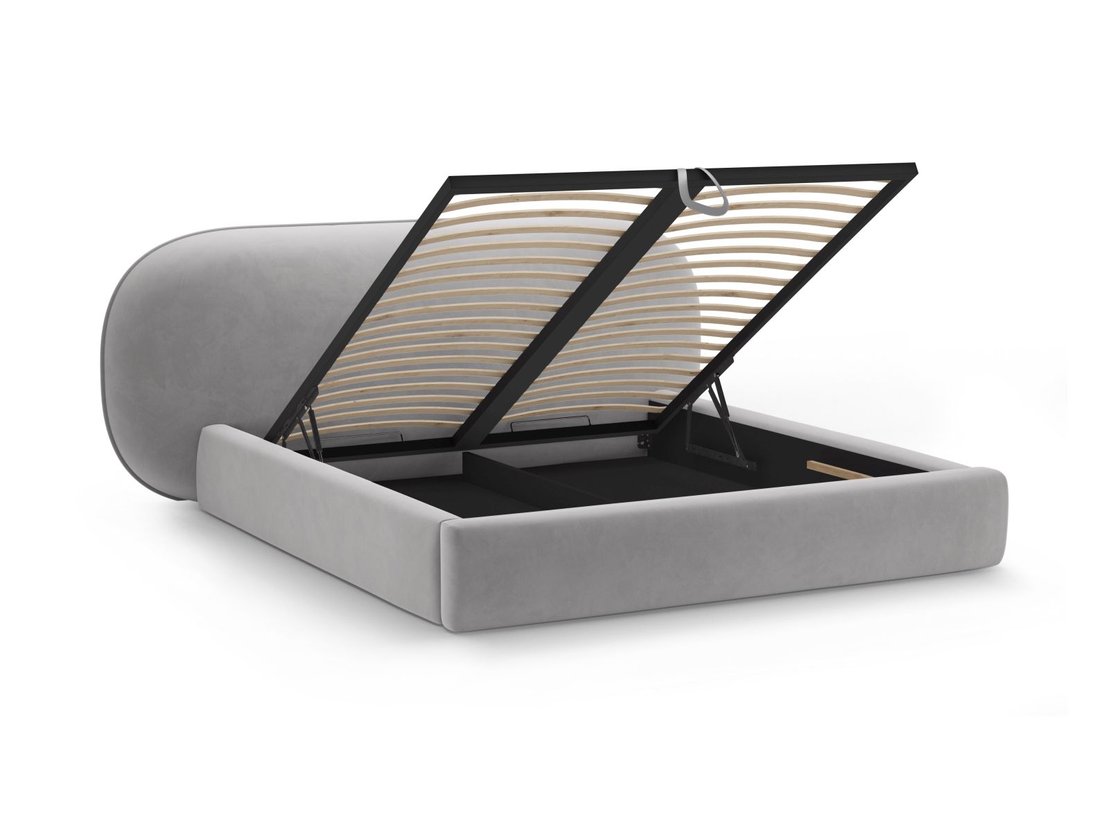 Velvet Storage Bed With Headboard, "Ovalo", 290x234x96