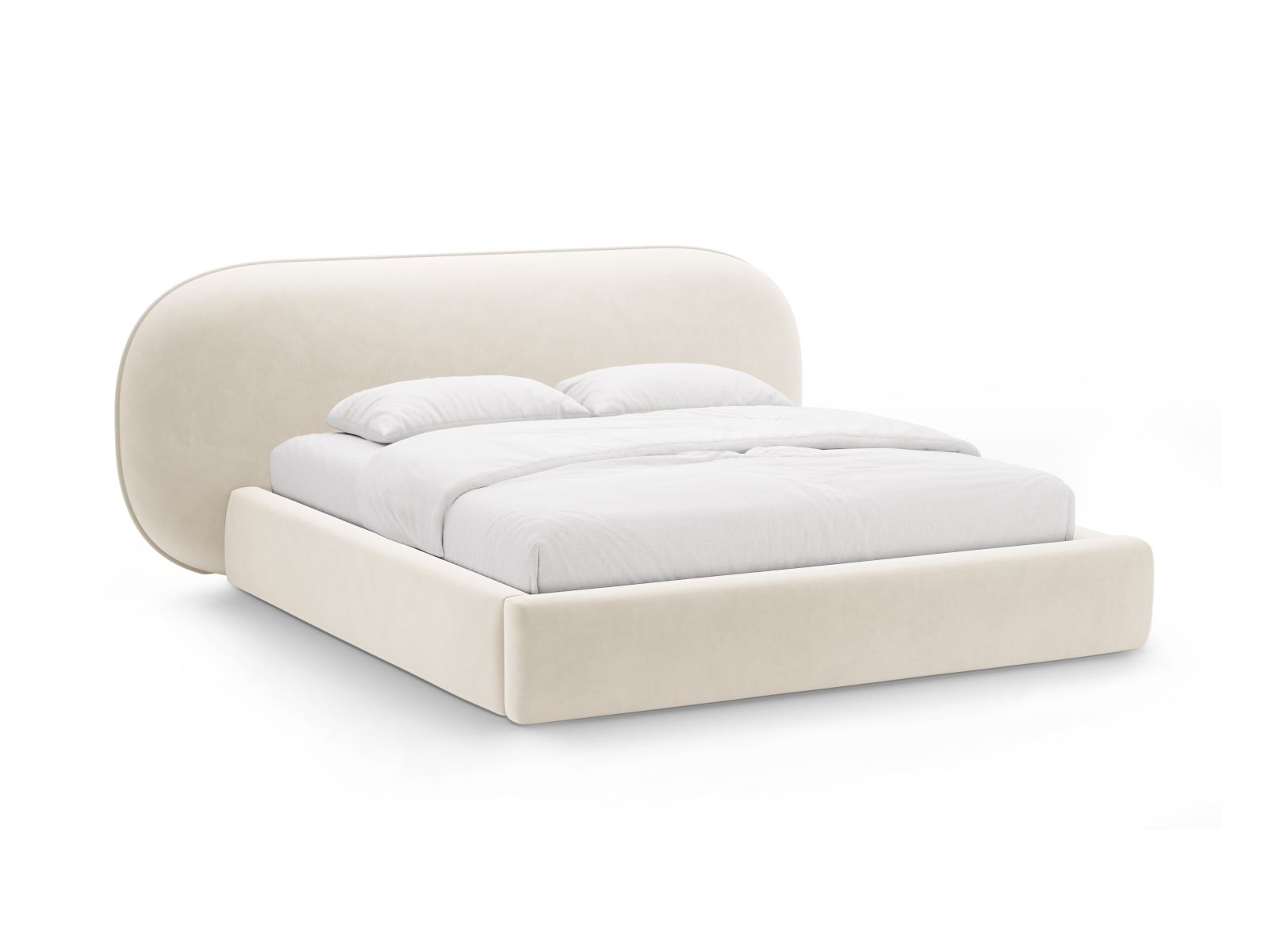 Velvet Storage Bed With Headboard, "Ovalo", 290x234x96
