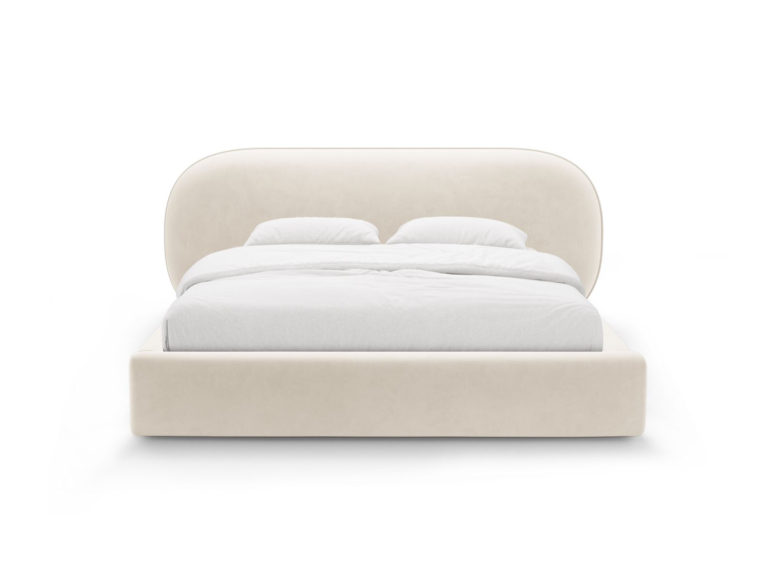 Velvet Storage Bed With Headboard, "Ovalo", 290x234x96