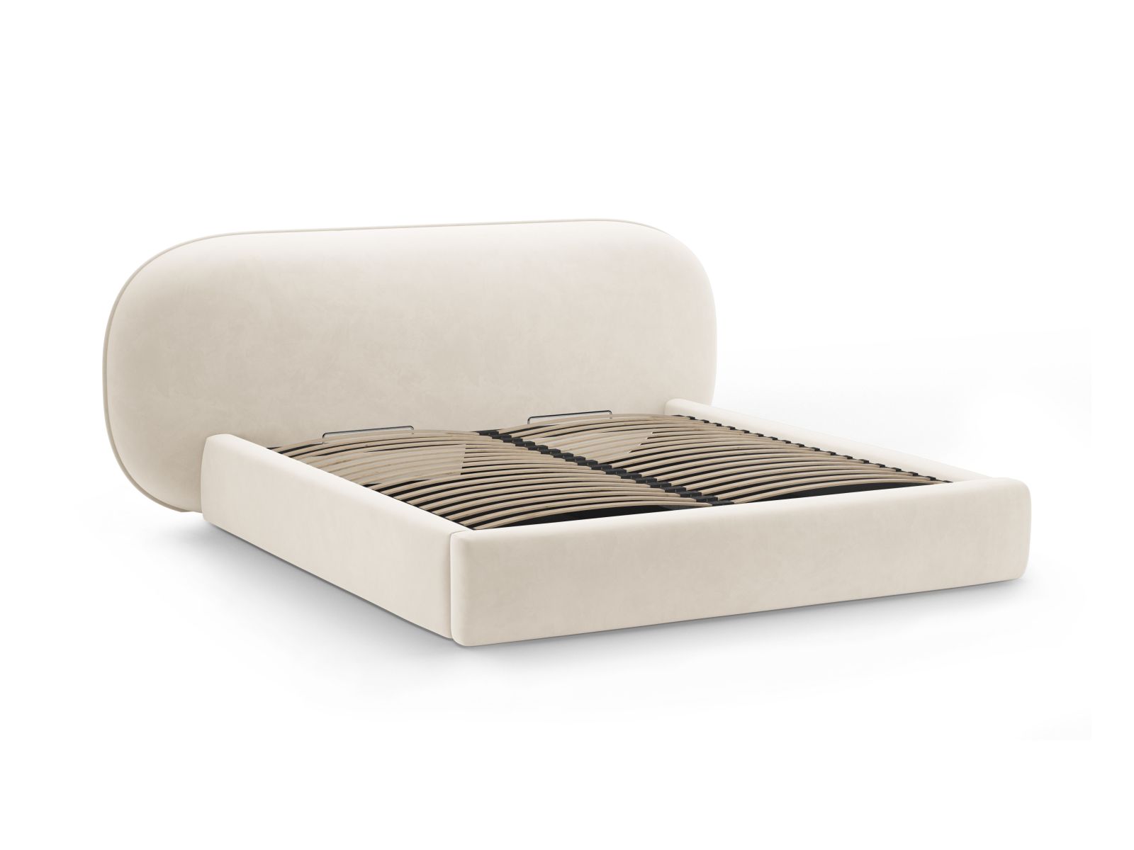 Velvet Storage Bed With Headboard, "Ovalo", 290x234x96