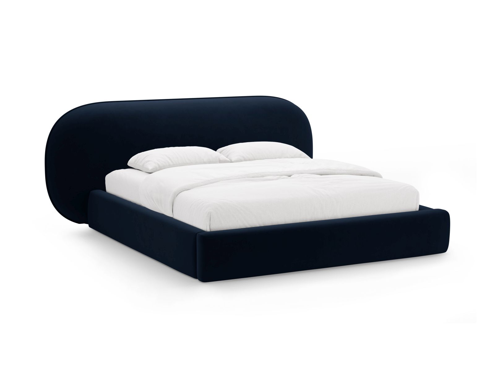 Velvet Storage Bed With Headboard, "Ovalo", 290x234x96
