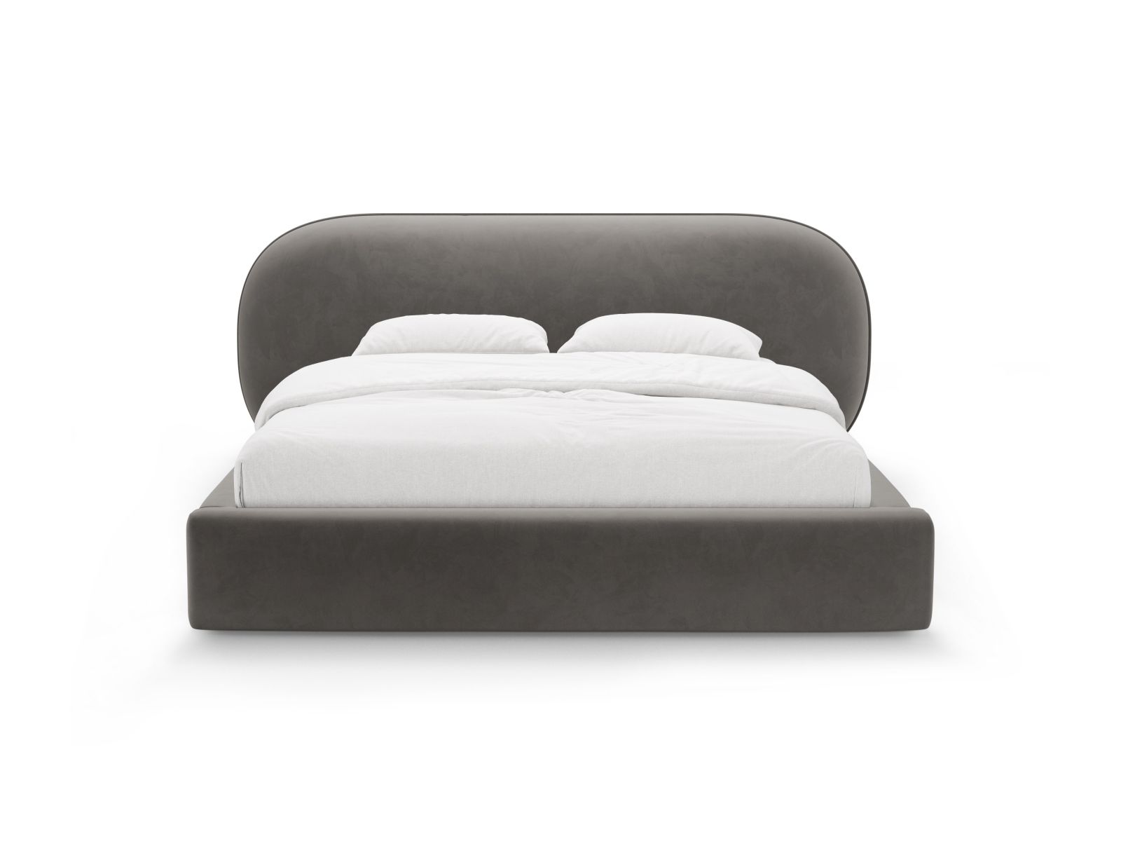 Velvet Storage Bed With Headboard, "Ovalo", 290x234x96