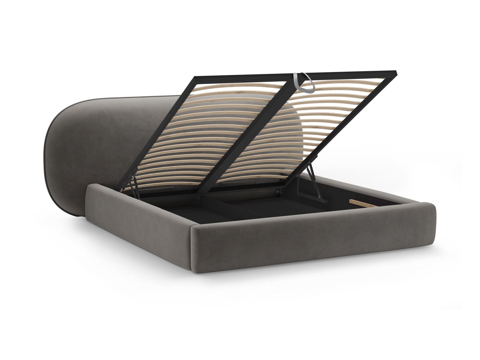 Velvet Storage Bed With Headboard, "Ovalo", 290x234x96