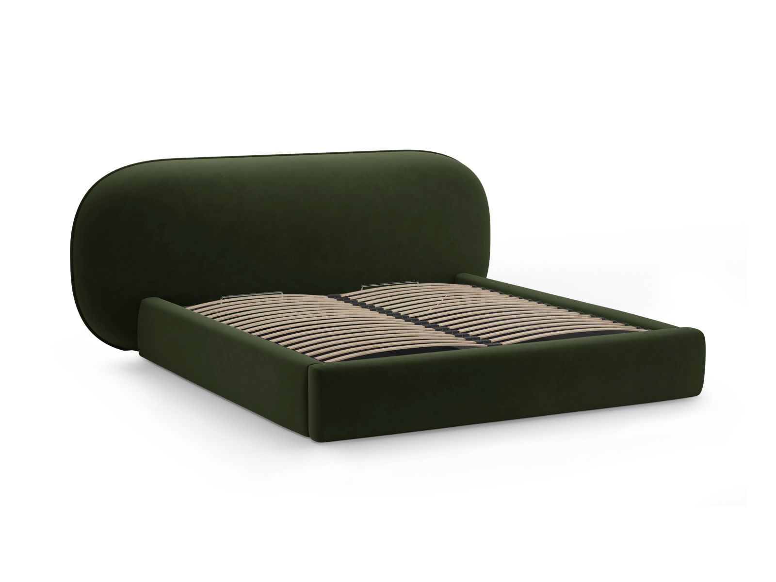 Velvet Storage Bed With Headboard, "Ovalo", 290x234x96