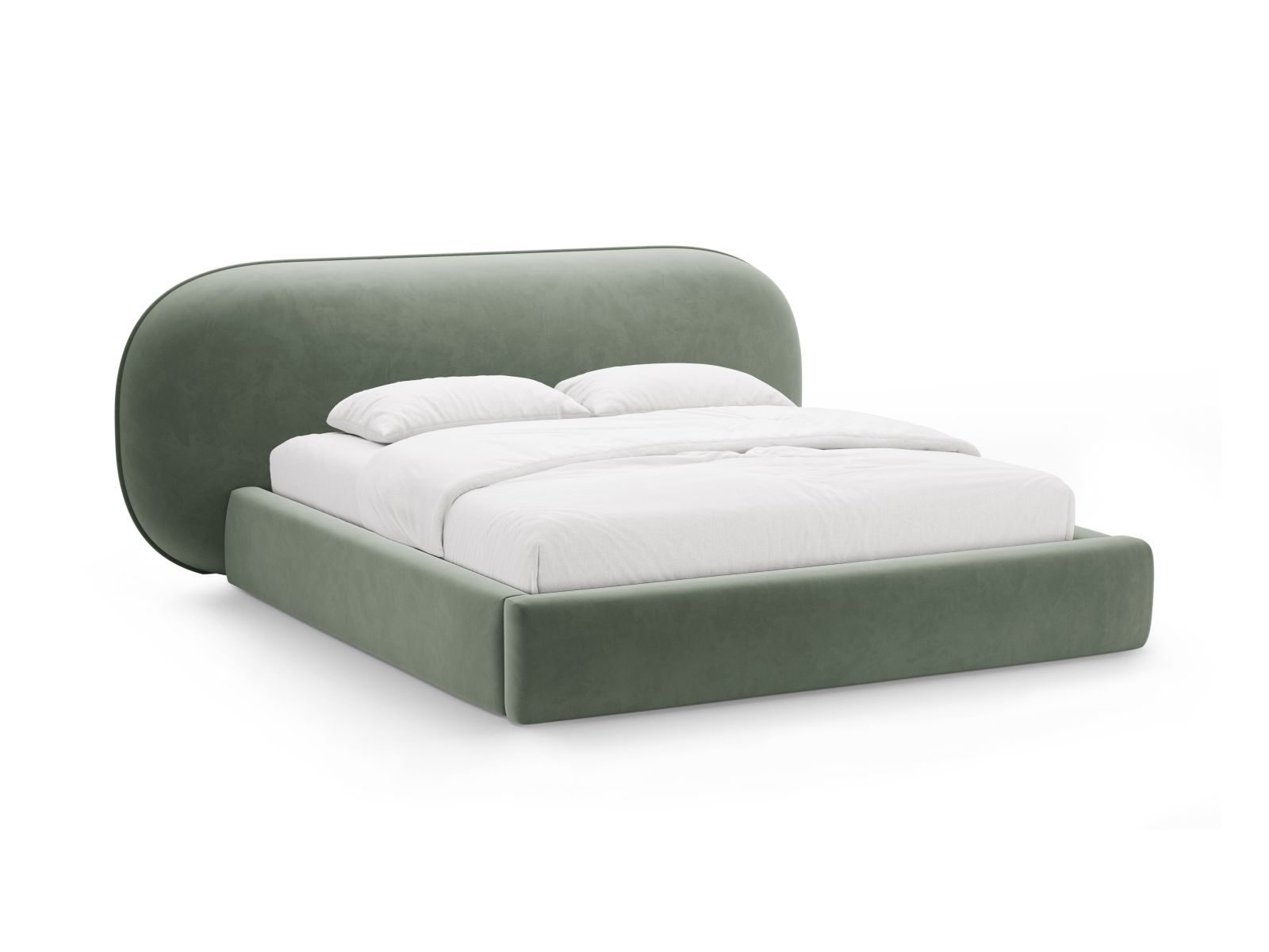 Velvet Storage Bed With Headboard, "Ovalo", 290x234x96