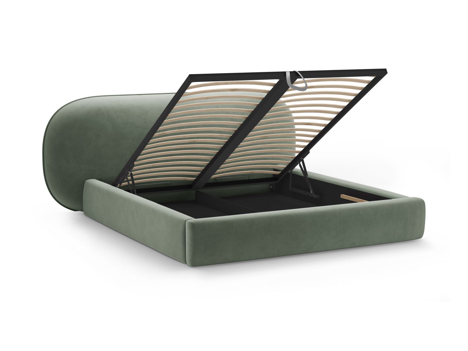 Velvet Storage Bed With Headboard, "Ovalo", 290x234x96