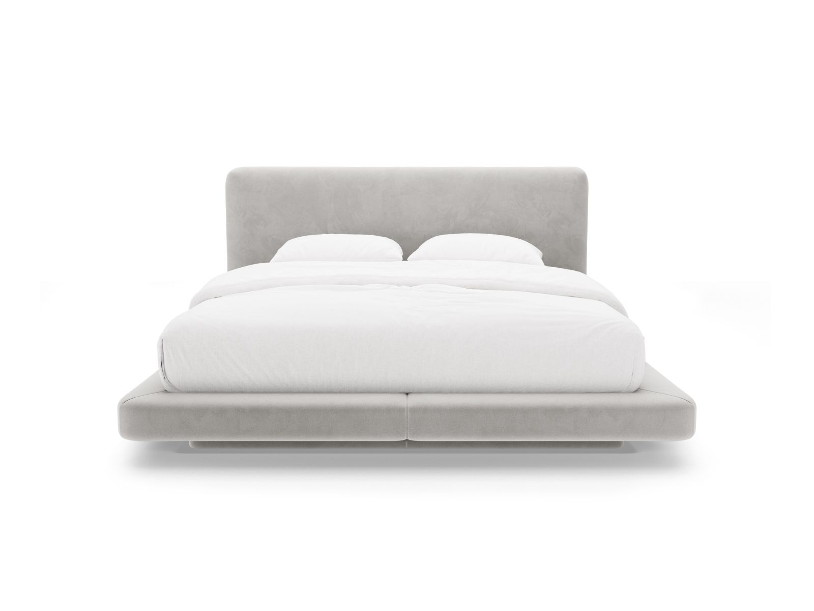 Velvet Bed With Headboard, "Linea", 204x225x98