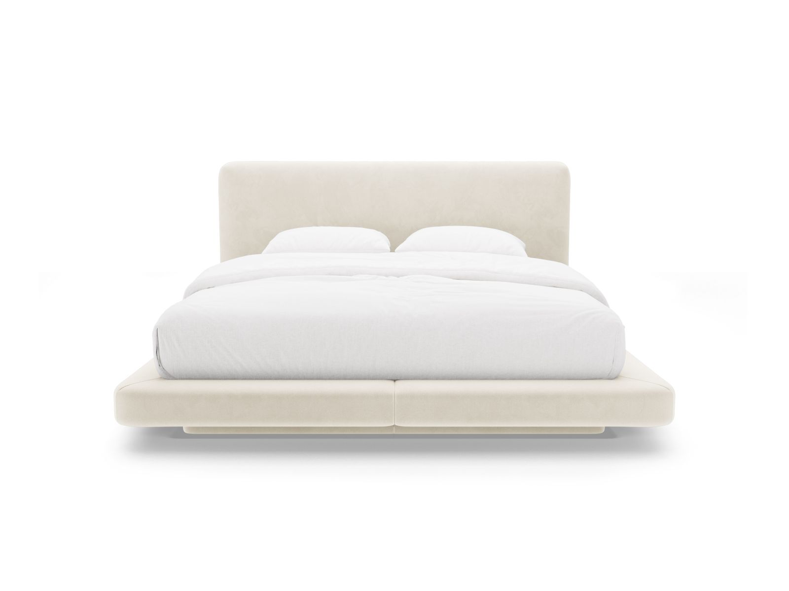 Velvet Bed With Headboard, "Linea", 204x225x98